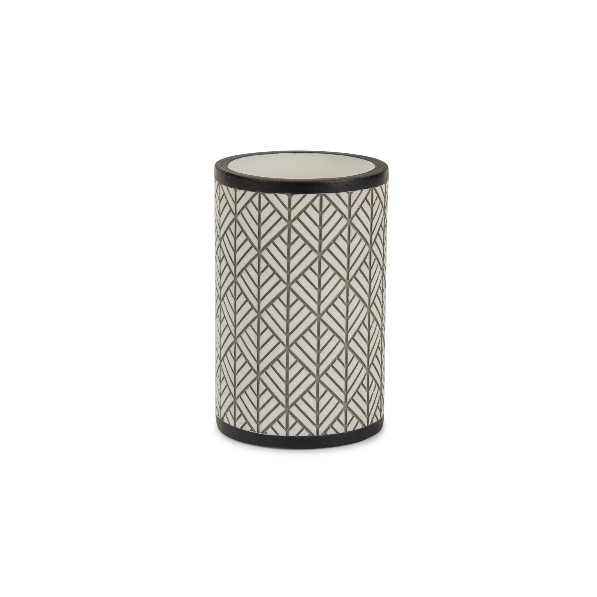 Cannon Monochrome Stone - Line Bath Set – Modern Black & White - Urban Home