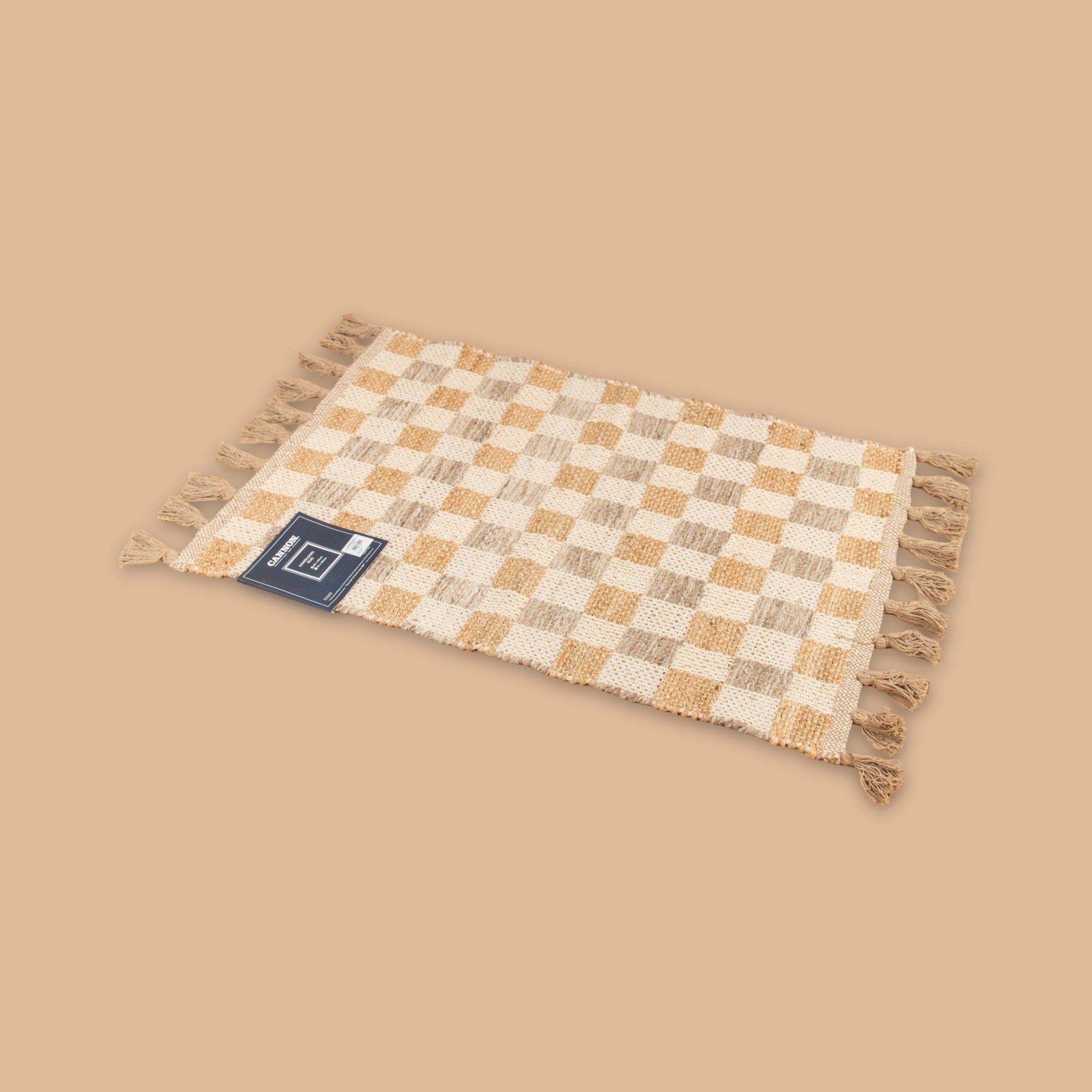 Cannon Rug 60×90 cm – Jute, PET Wool & Cotton Handloom (Beige) - Urban Home