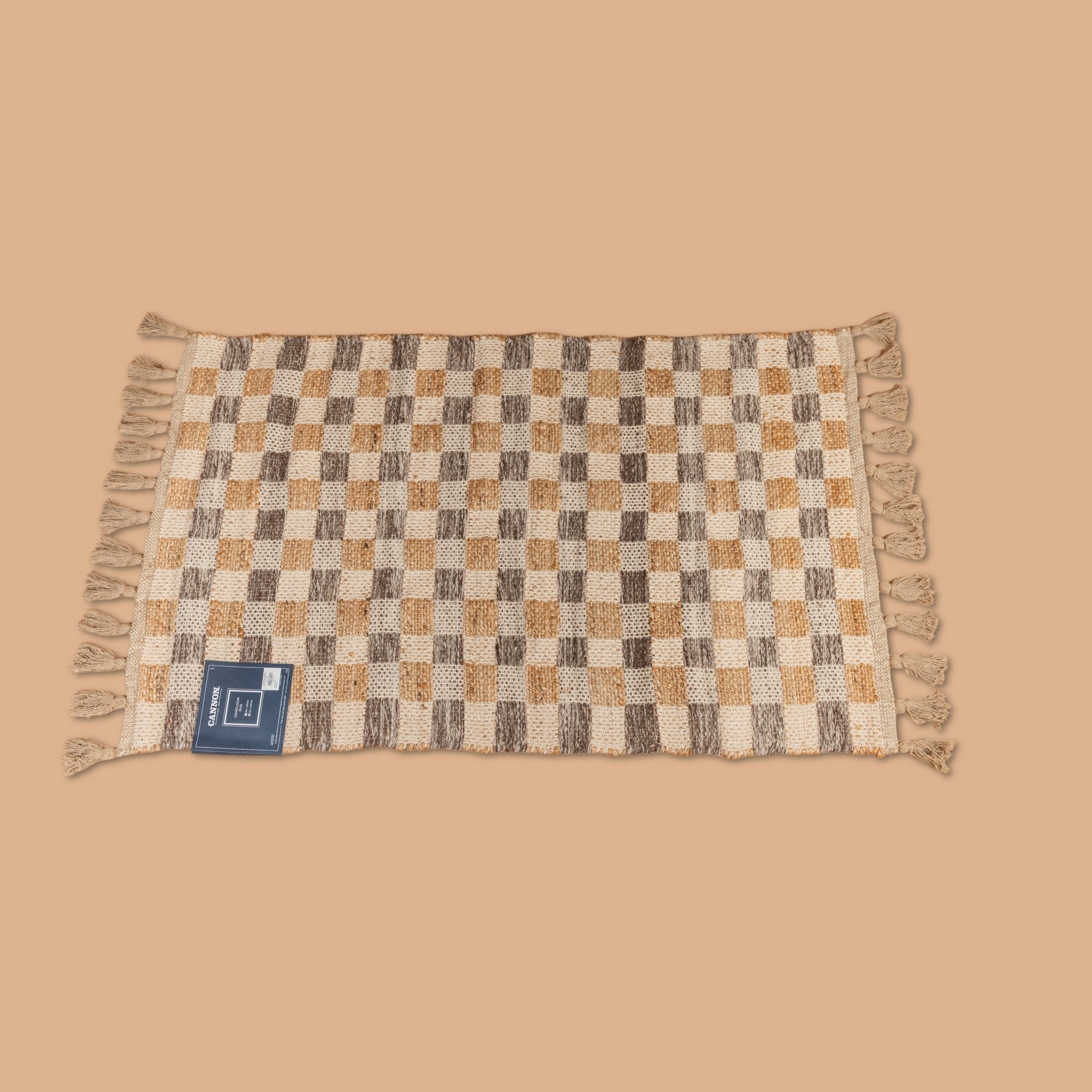 Cannon Rug 75×120 cm – Jute, PET Wool & Cotton Handloom (Brown) - Urban Home