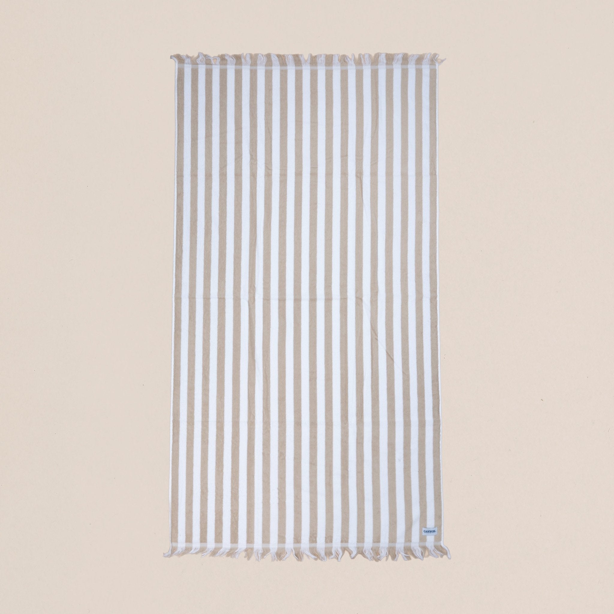Fringed Cabana Stripe Cotton Beach Towel (90x160 cm) - Urban Home