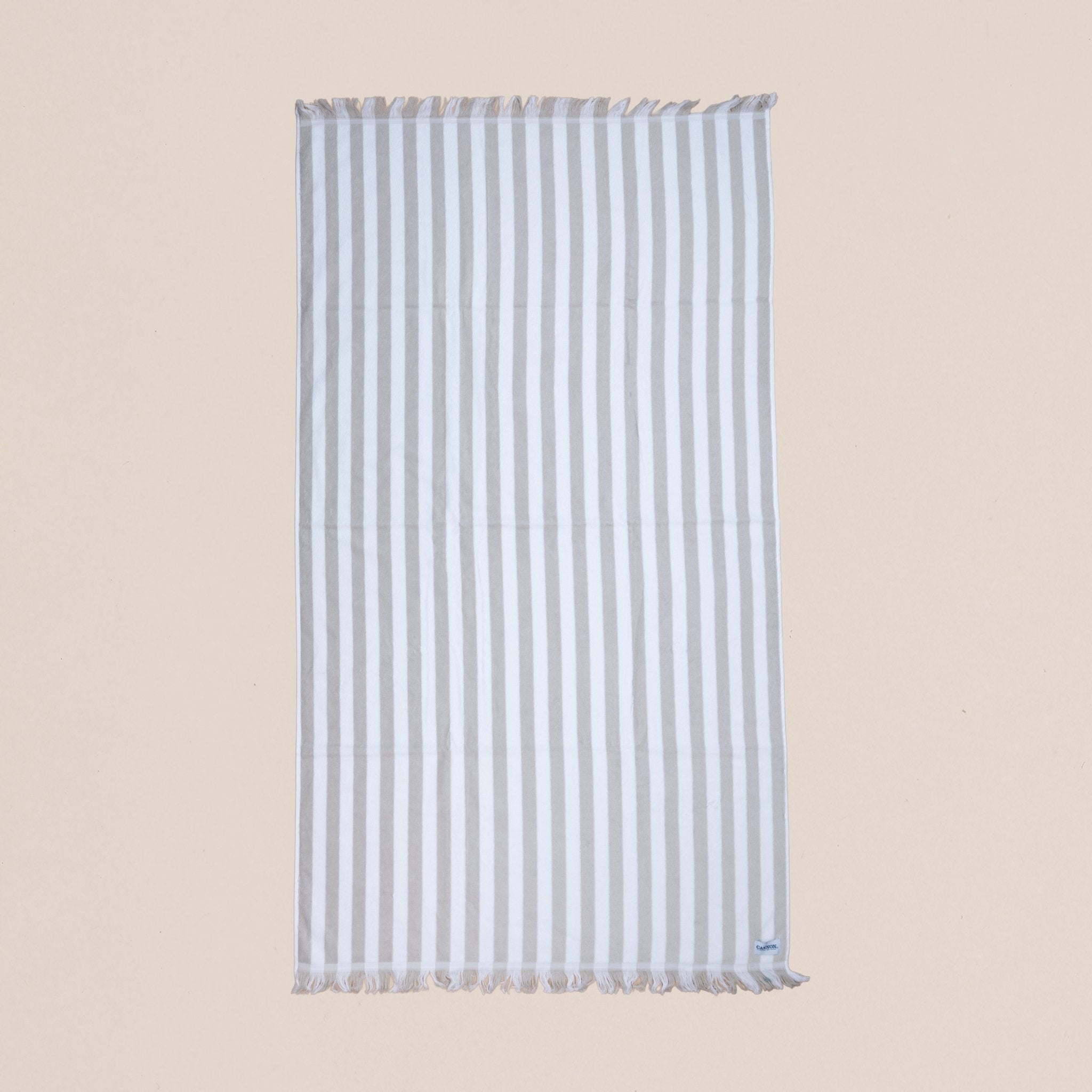 Fringed Cabana Stripe Cotton Beach Towel (90x160 cm) - Urban Home