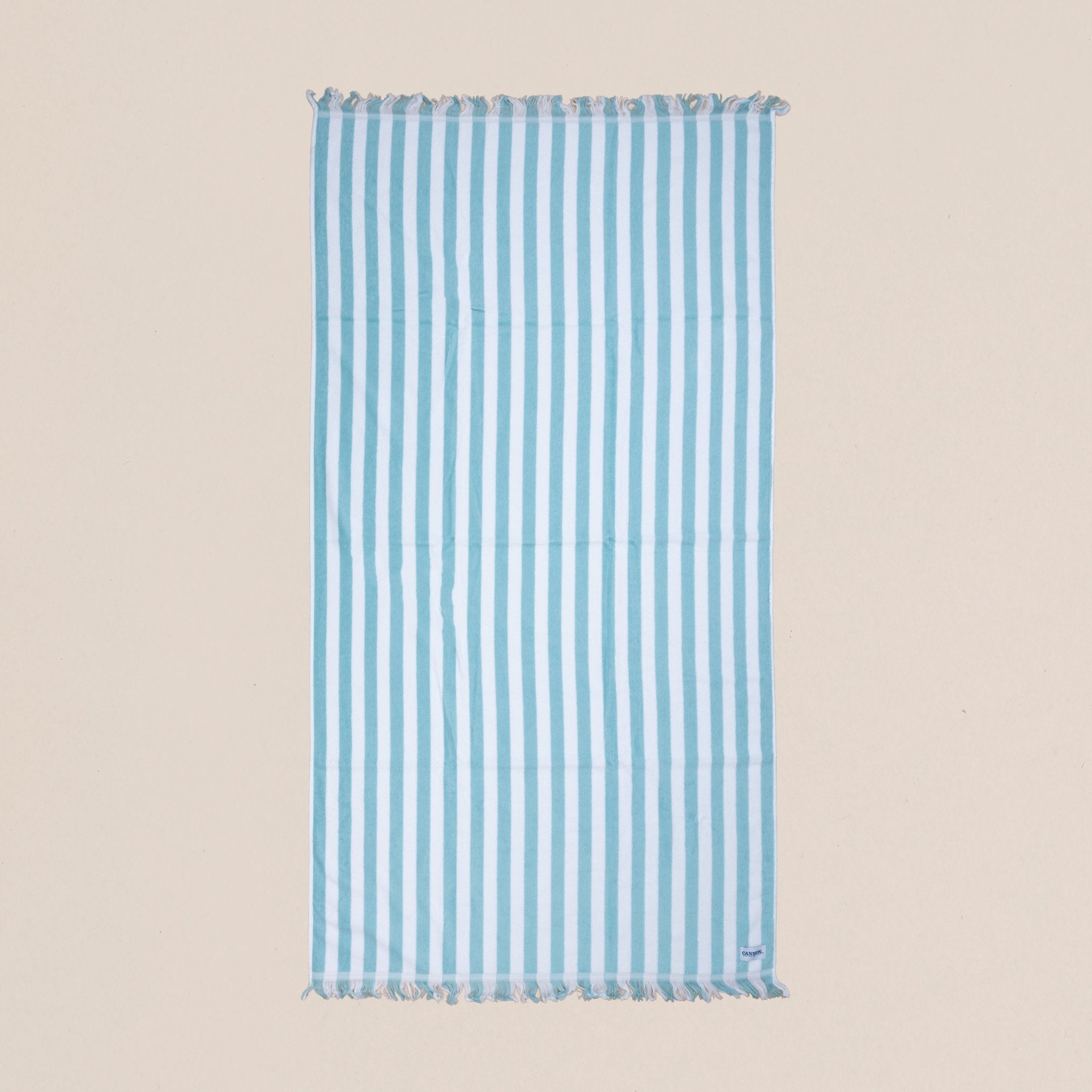 Fringed Cabana Stripe Cotton Beach Towel (90x160 cm) - Urban Home