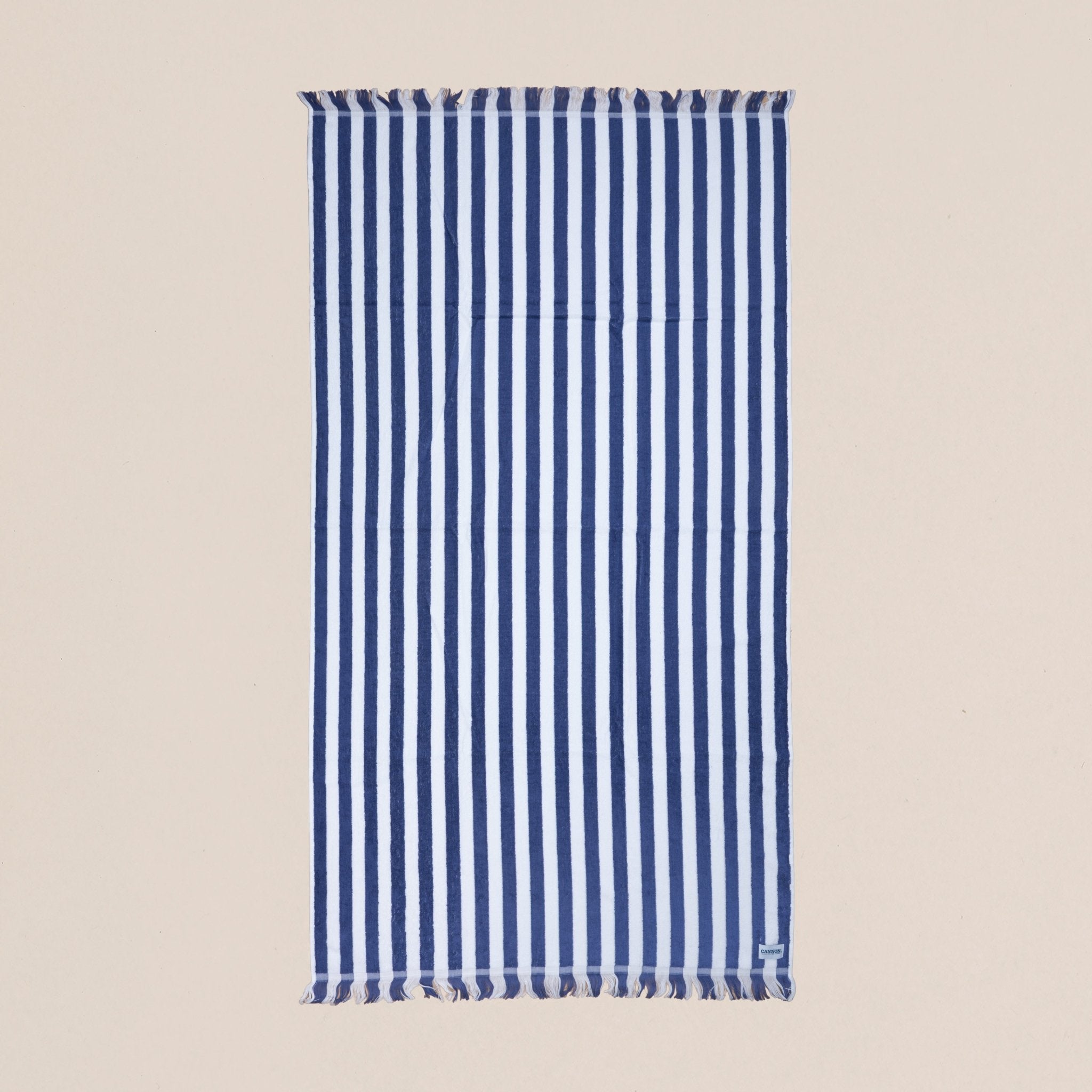 Fringed Cabana Stripe Cotton Beach Towel (90x160 cm) - Urban Home