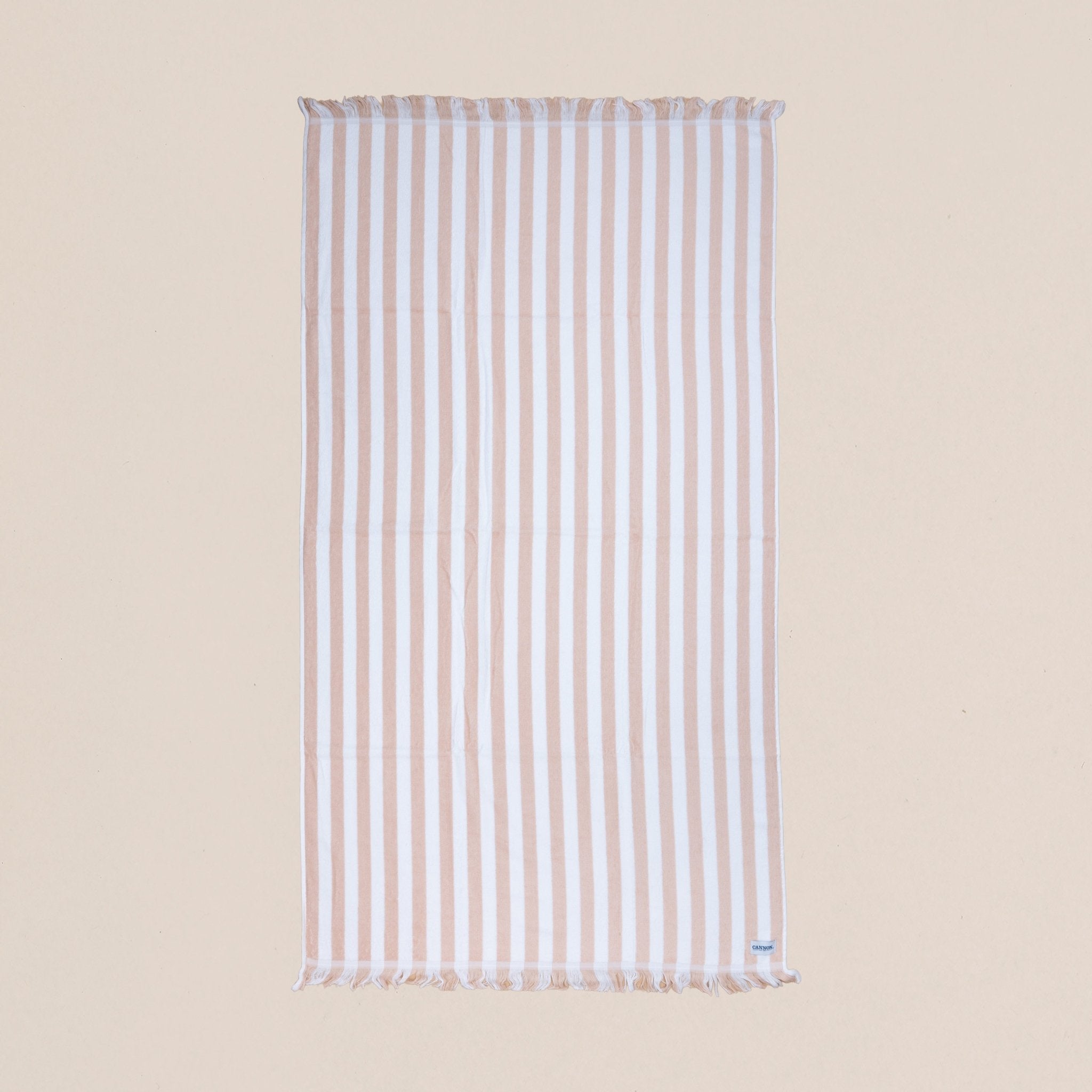 Fringed Cabana Stripe Cotton Beach Towel (90x160 cm) - Urban Home