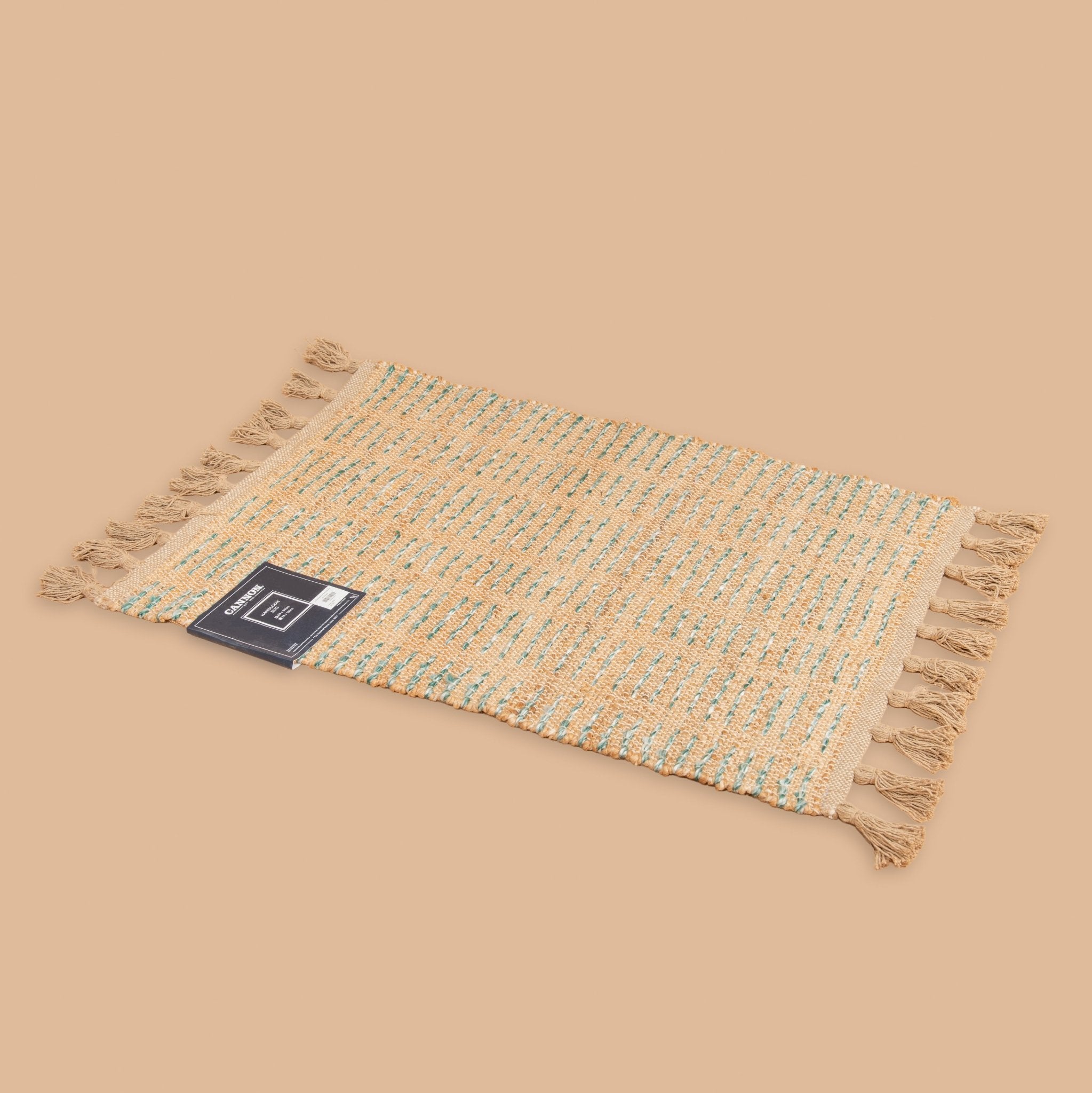 Cannon Rug 60×90 cm – Jute, Cotton & PET Handloom (Green) - Urban Home