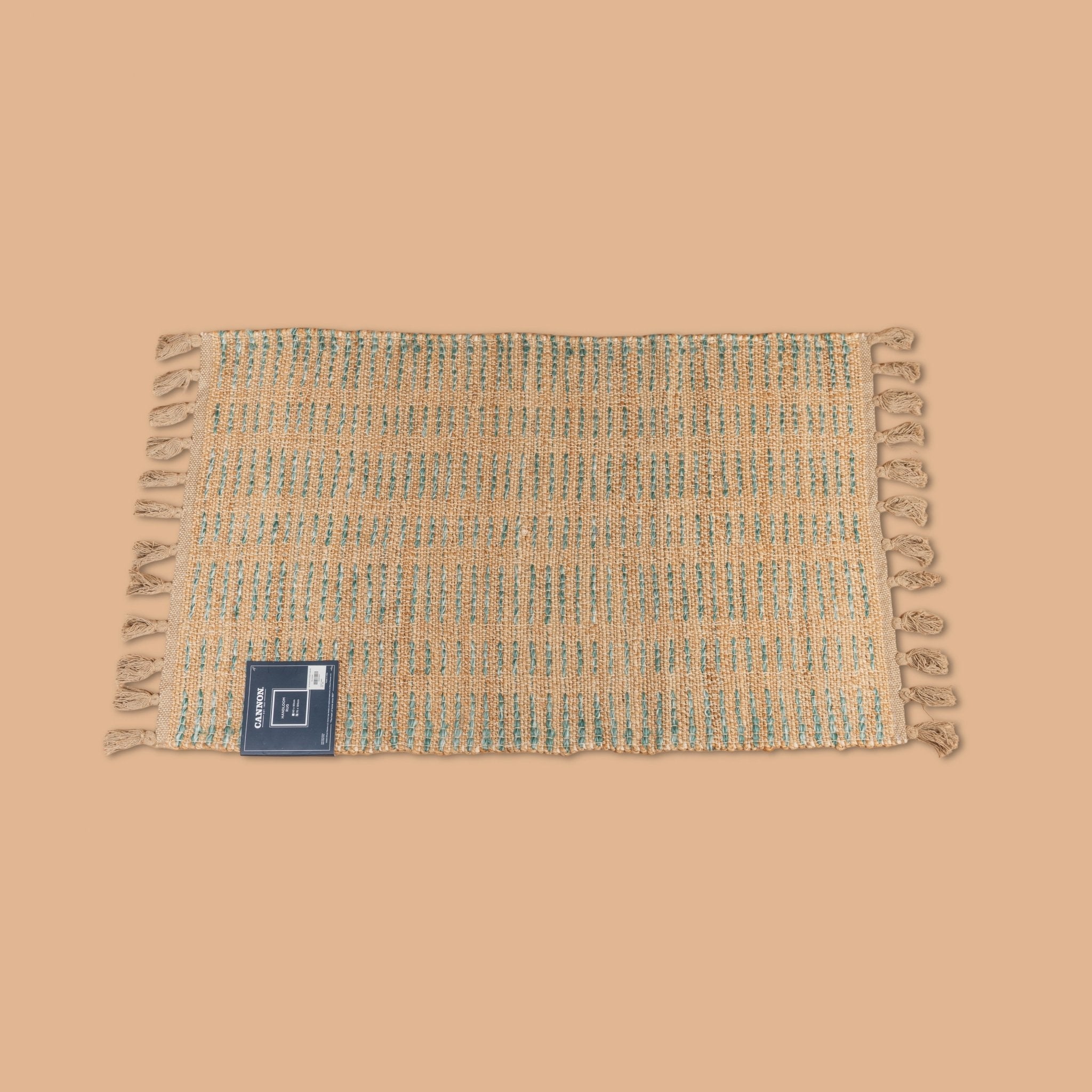 Cannon Rug 75×120 cm – Jute, Cotton & PET Handloom (Green) - Urban Home