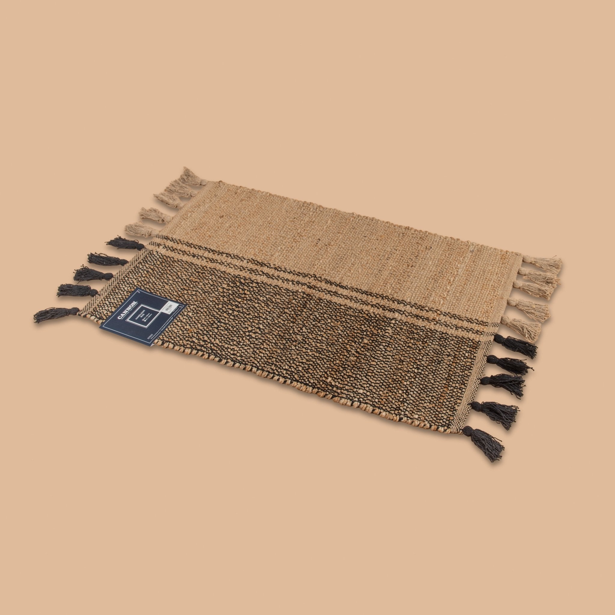 Cannon Rug 60×90 cm – Jute & Cotton Handloom (Black) - Urban Home
