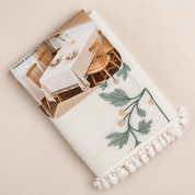 Sage Green Botanical Embroidered Tablecloth with Tassels - Urban Home