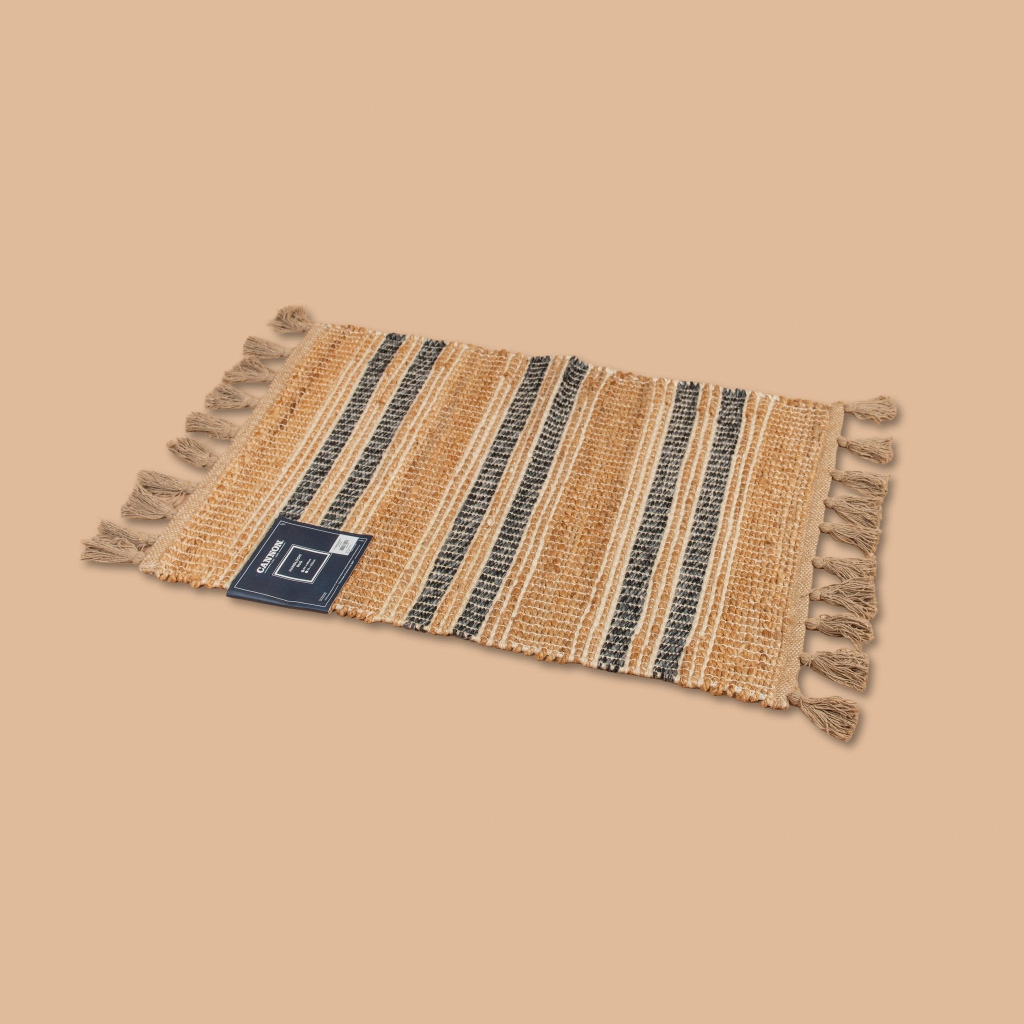 Cannon Rug 60×90 cm – Jute, Cotton & PET Handloom (Charcoal) - Urban Home