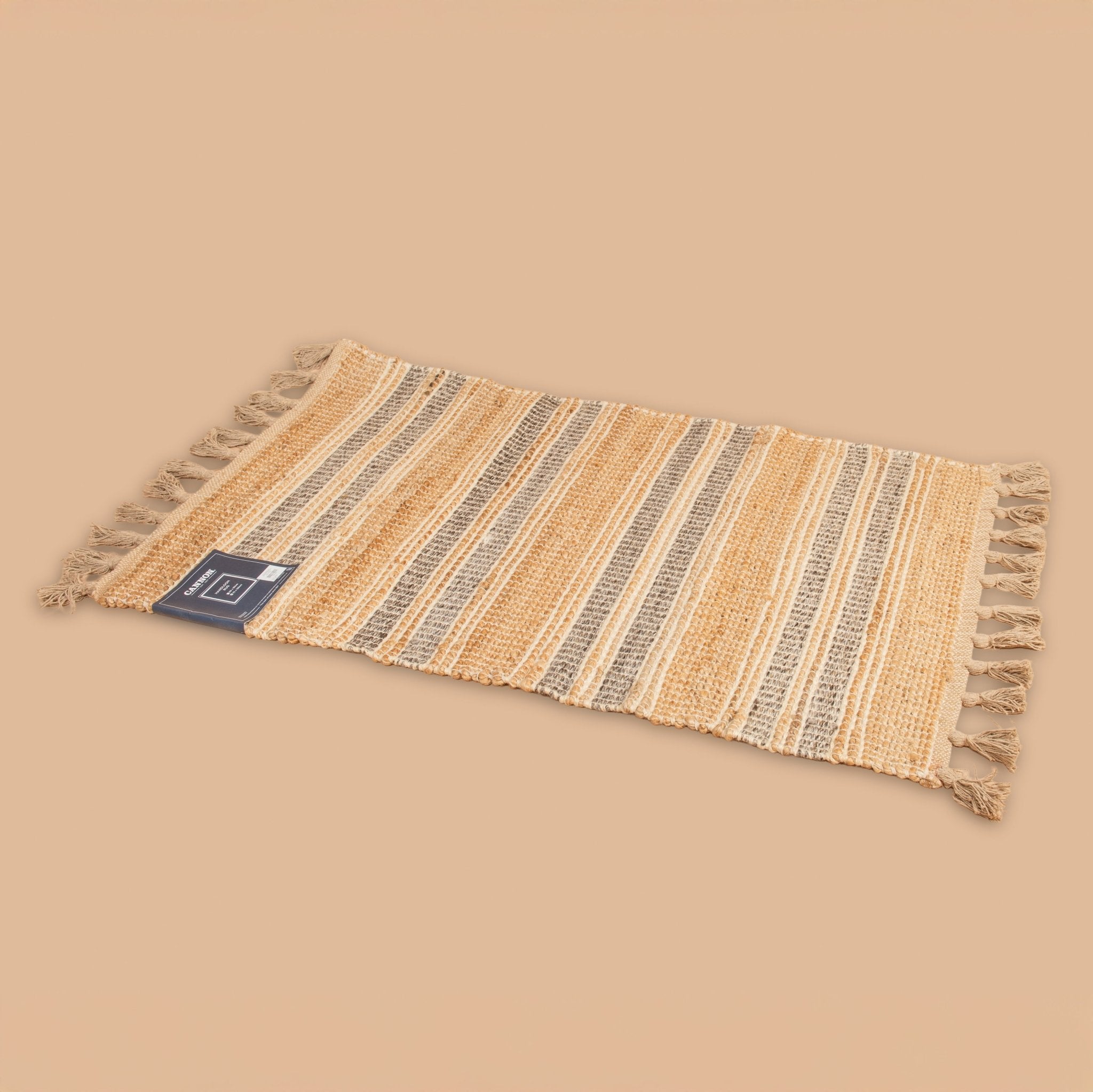 Cannon Rug 75×120 cm – Jute, Cotton & PET Handloom (Brown) - Urban Home