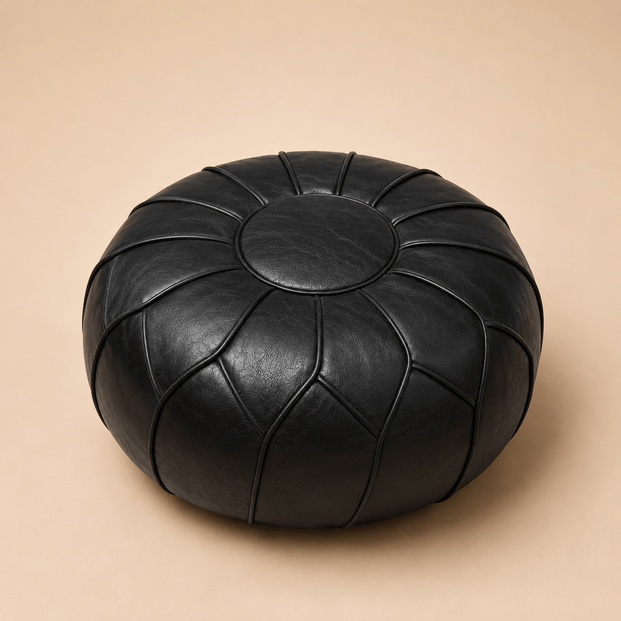 Flower Shaped Leather Poof - Urban Home