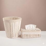 Round Woven Trash & Tissue Set - White - Urban Home