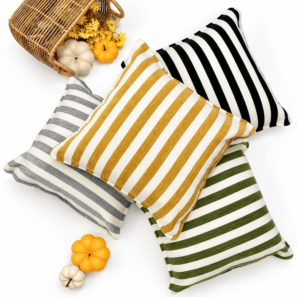 Striped Velvet Decorative Cushion - Urban Home