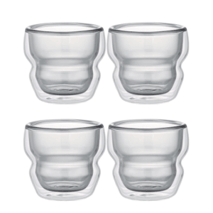 Pure Twist Double Wall Glass Cup Set – Set of 4 Glasses (50ml)