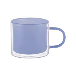 Jade Blue Double Wall Glass Mug – 240ml Heat-Resistant Borosilicate Coffee & Tea Cup - Urban Home