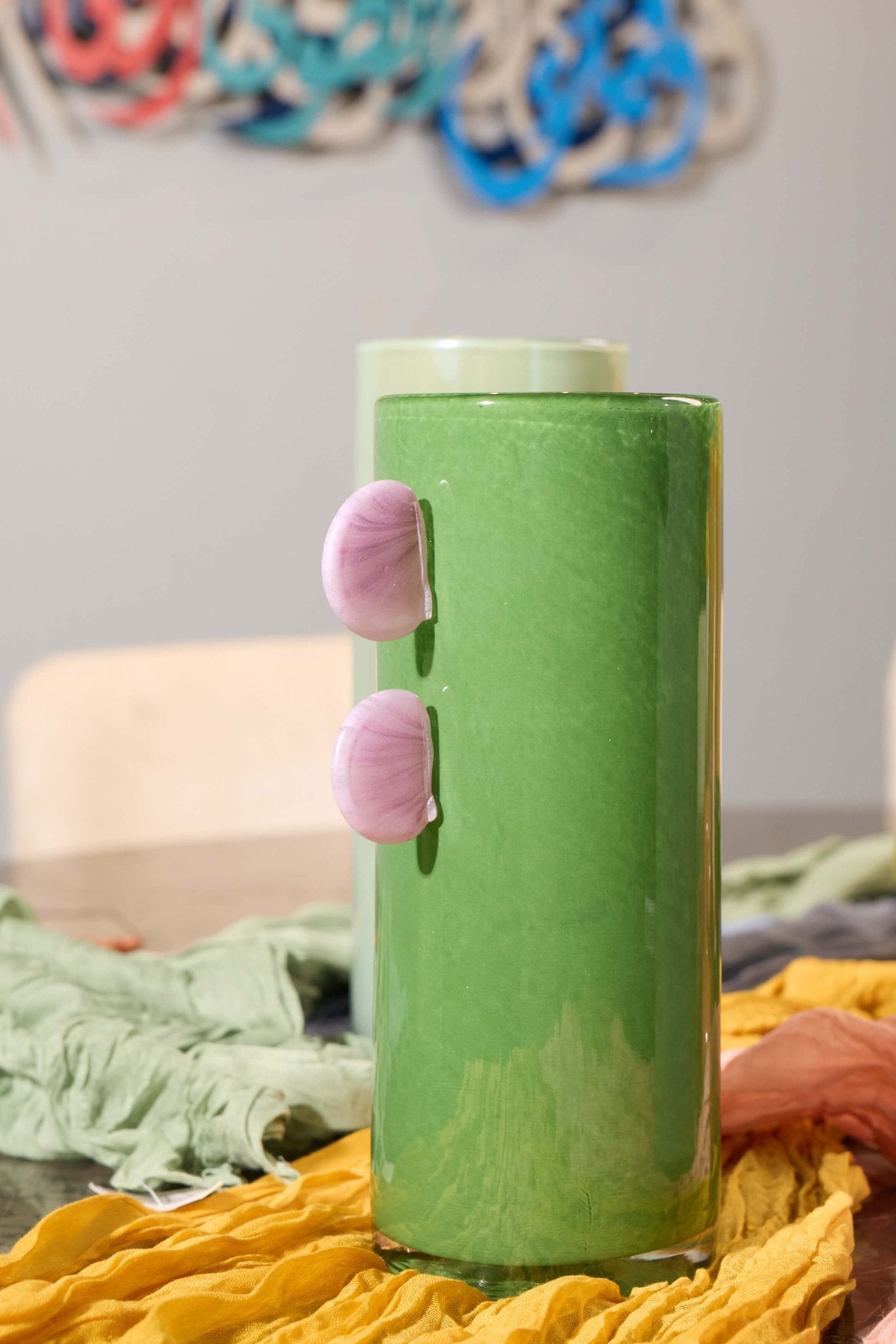 Botanical Totem Glass Vase – Moss & Lavender - Urban Home