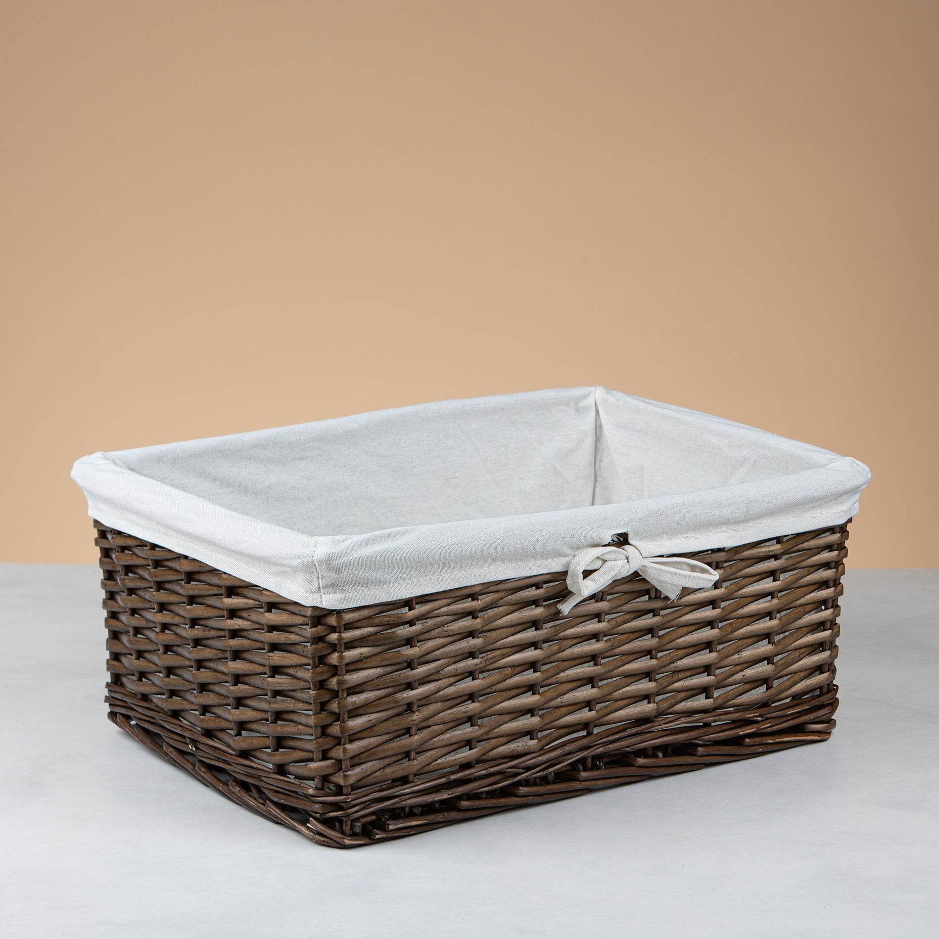 Rectangular Woven Storage Basket with Fabric Liner - Urban Home