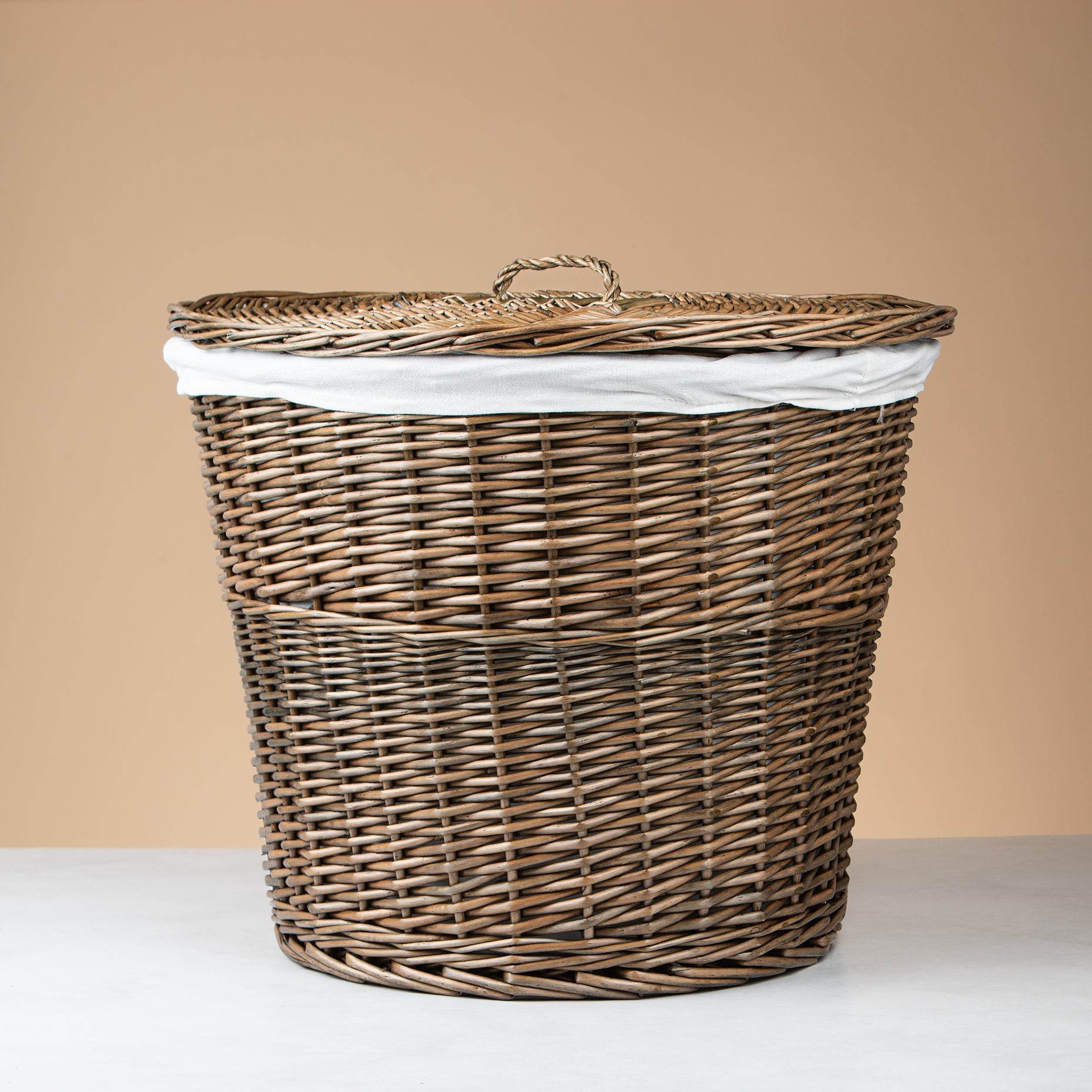 Woven Laundry Basket with Lid & Fabric Liner - Urban Home