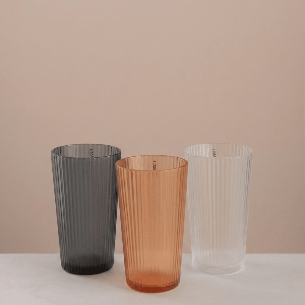 Tall Unbreakable Ribbed Plexi Glasses (400ml) - Urban Home