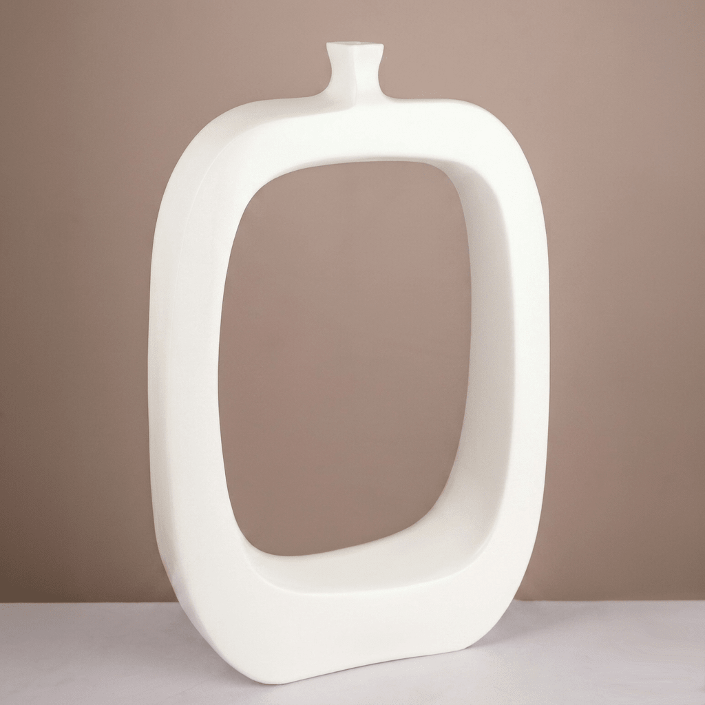 Minimalist Sculptural Ceramic Vase – Matte White Modern Decor - Urban Home