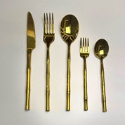 Golden Bamboo Design Cutlery Set - Urban Home