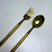 Golden Bamboo Design Cutlery Set - Urban Home