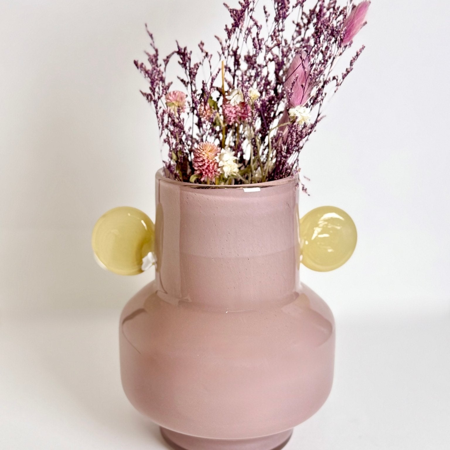 Orb - Handled Glass Vase – Dusty Rose & Citron - Urban Home