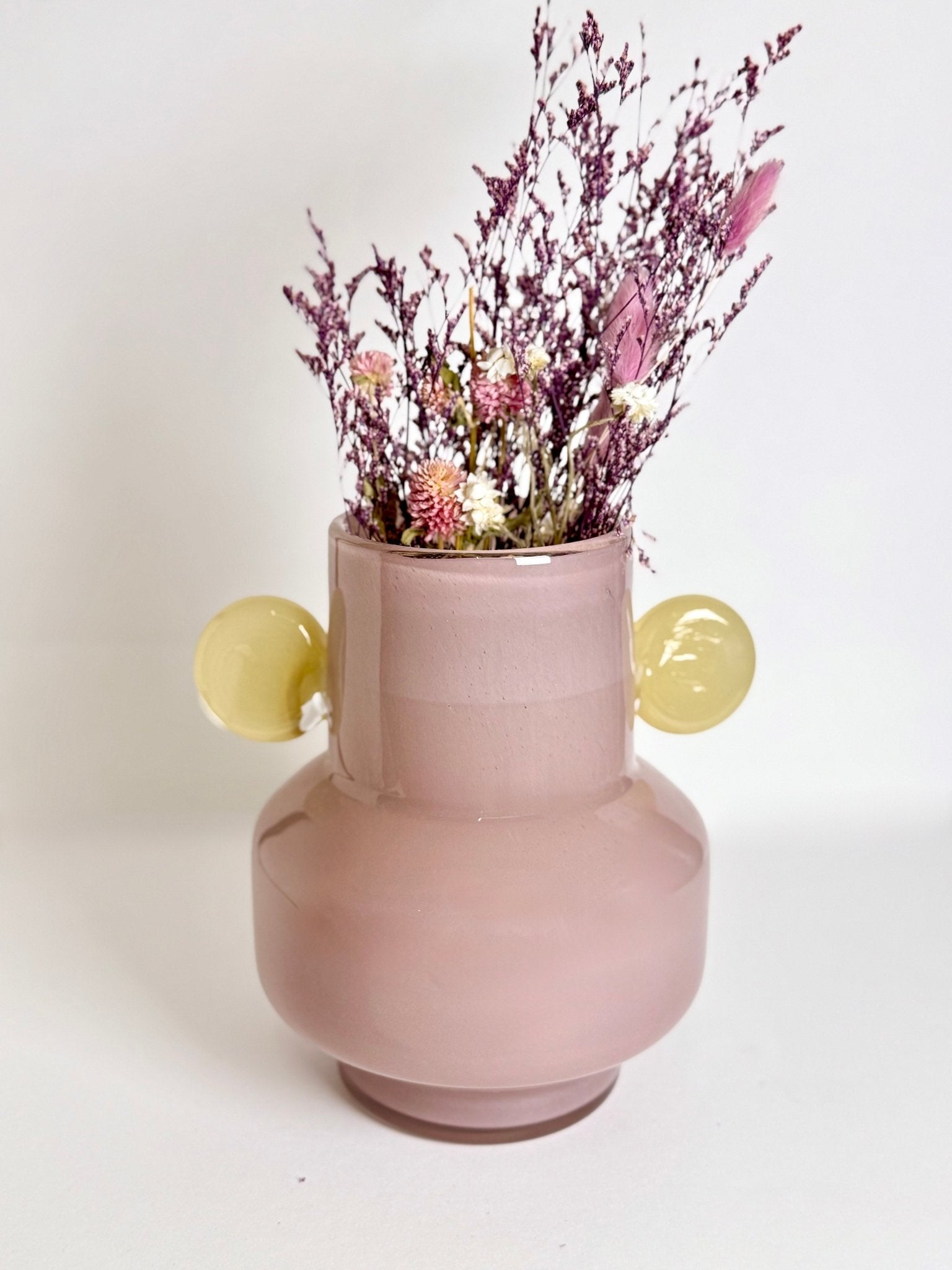 Orb - Handled Glass Vase – Dusty Rose & Citron - Urban Home