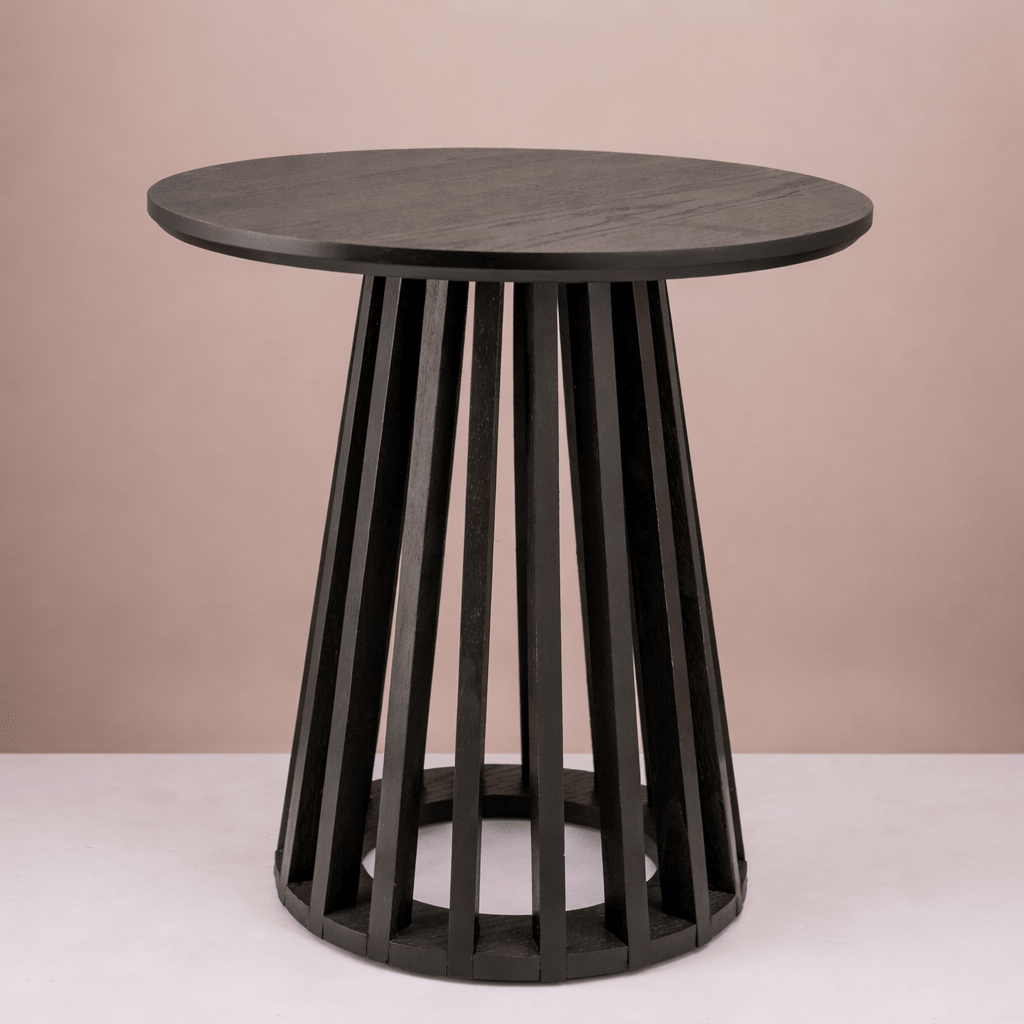 Modern Slatted Pedestal Side Table - Urban Home