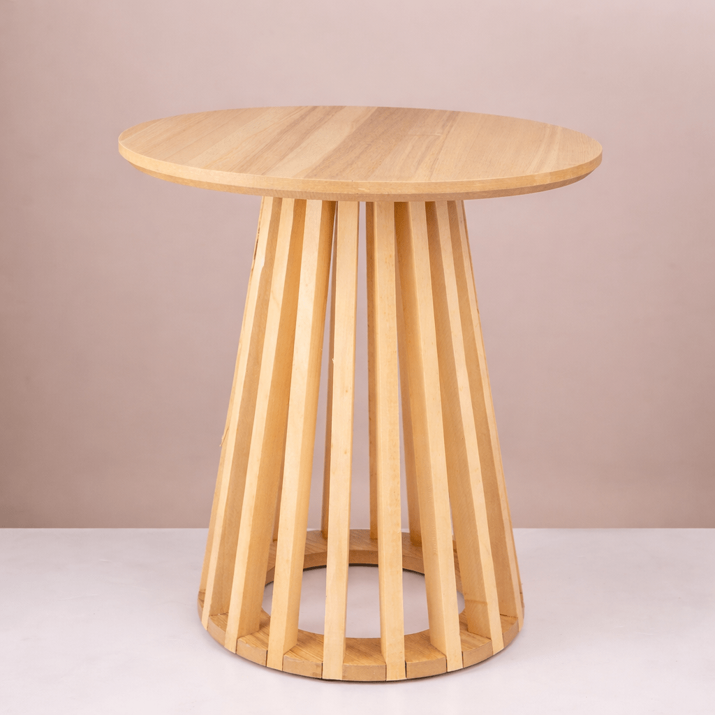 Modern Slatted Pedestal Side Table - Urban Home