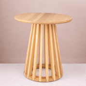 Modern Slatted Pedestal Side Table - Urban Home