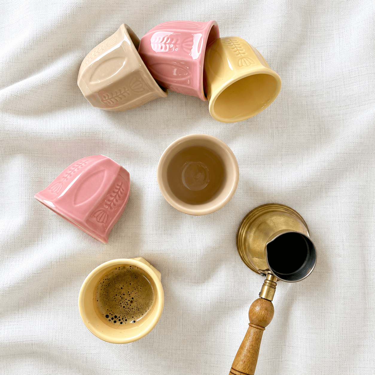 Lebanese traditional ceramic coffee cups - set of 6 - Urban Home