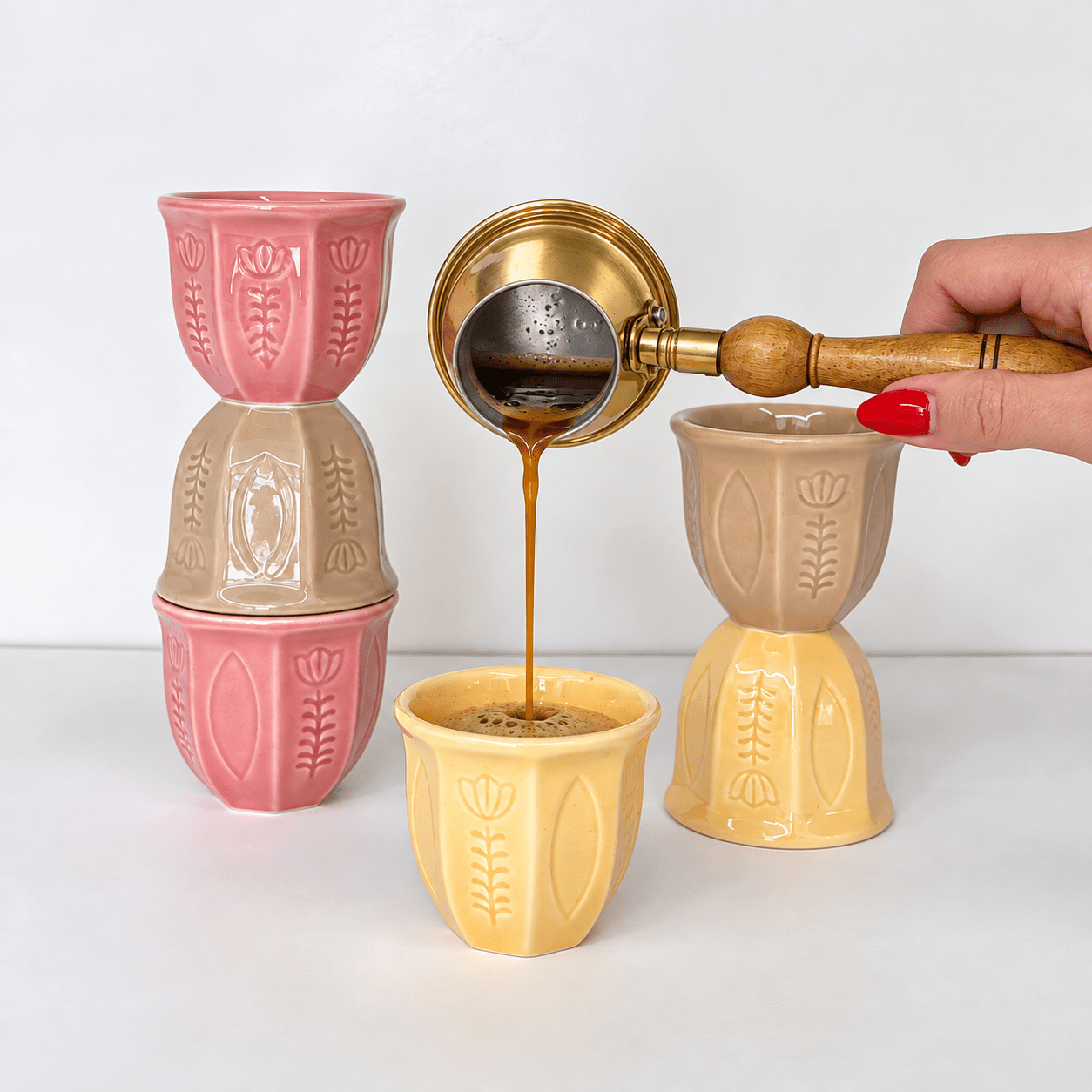 Lebanese traditional ceramic coffee cups - set of 6 - Urban Home