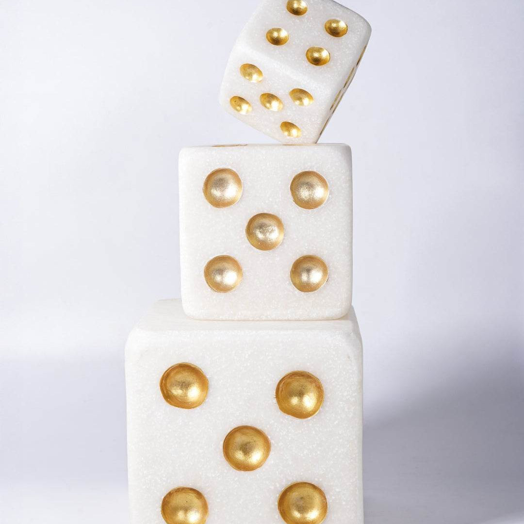 Lucky Dice Stack – White & Gold - Urban Home
