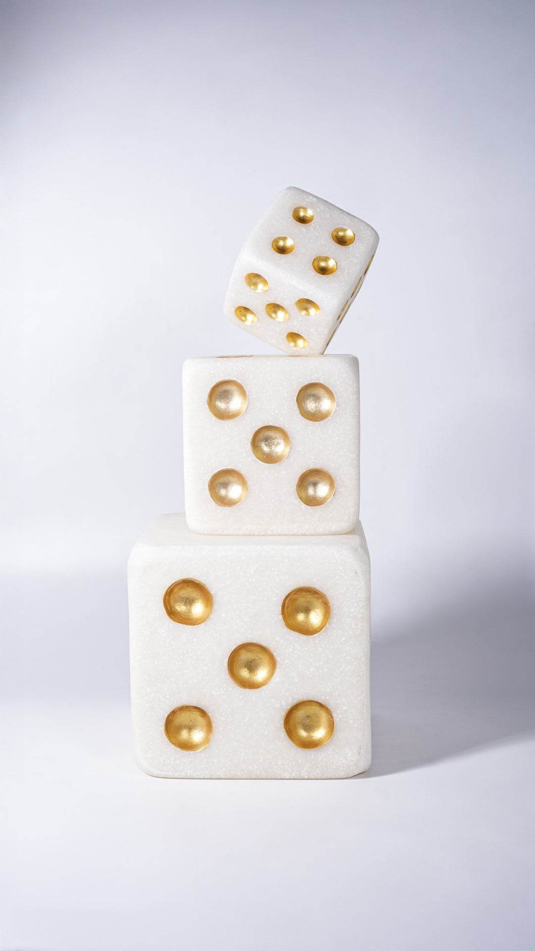 Lucky Dice Stack – White & Gold - Urban Home