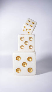 Lucky Dice Stack – White & Gold - Urban Home