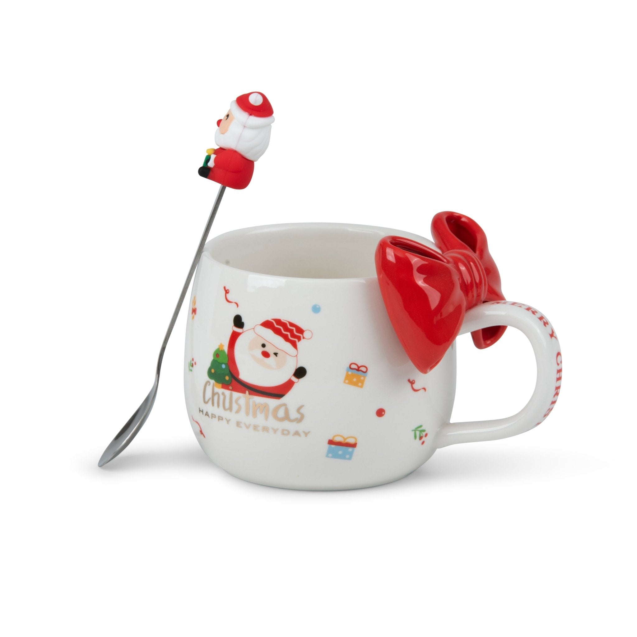Santa & green or red Ribbon Christmas Mug 8x14xcm - Random color - Urban Home
