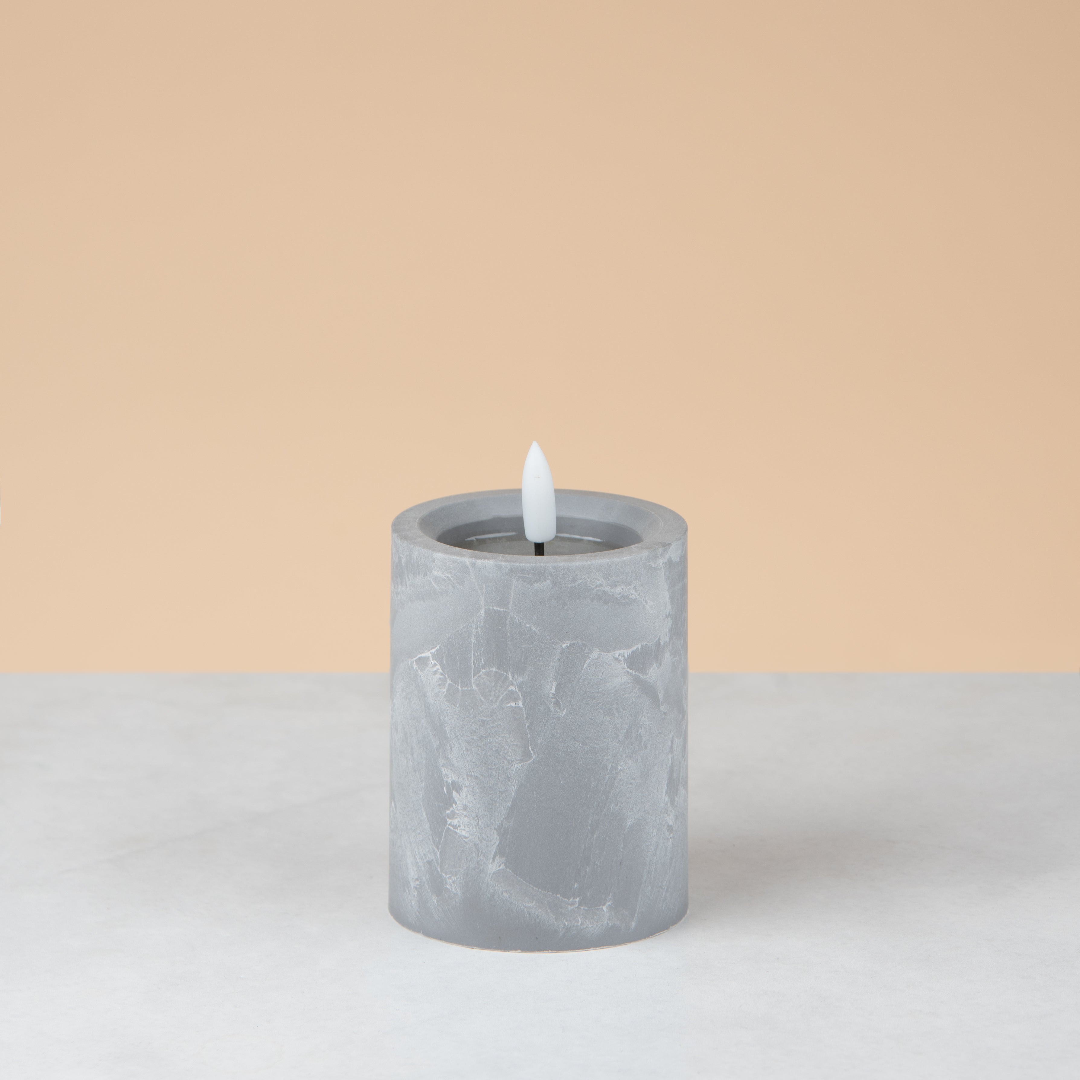 Led marble look candle