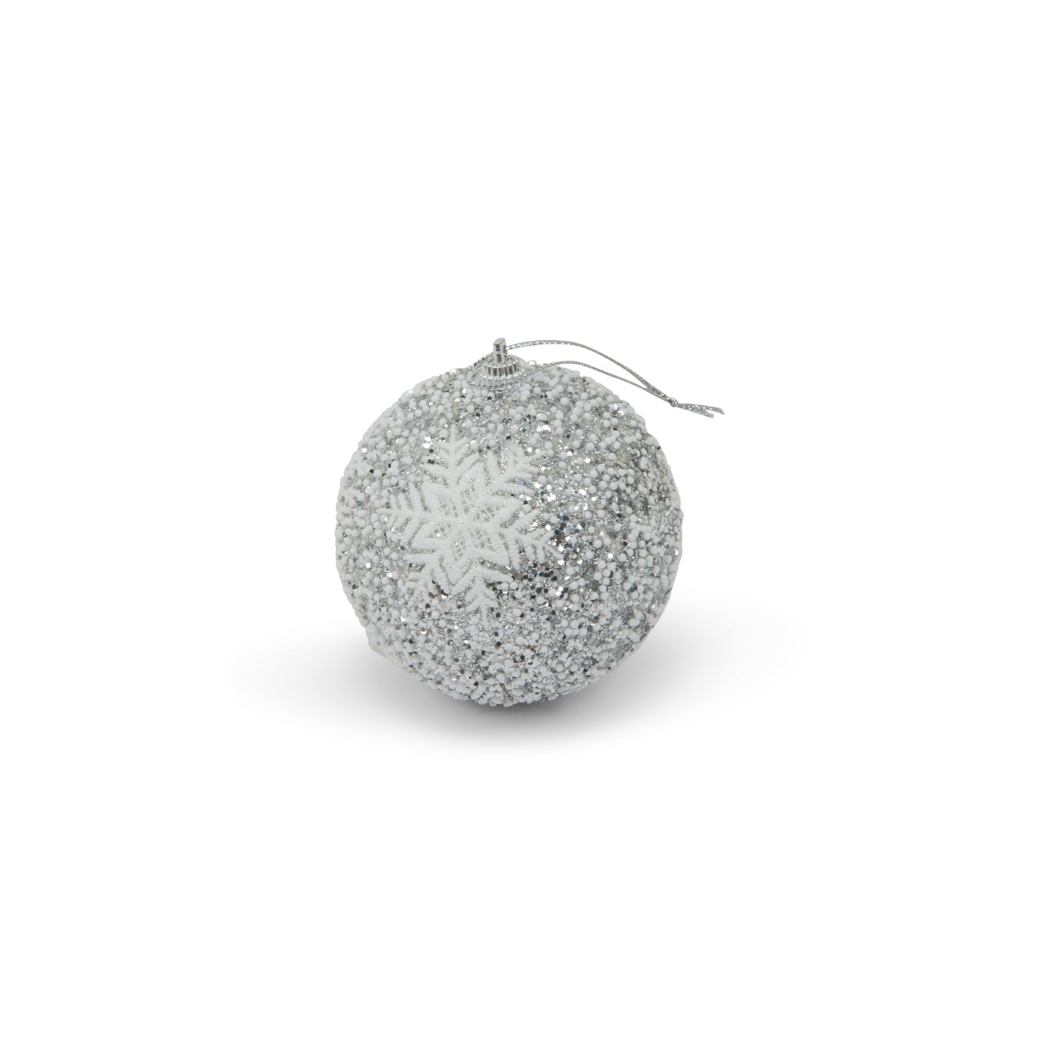 Christmas ball - Snow design 8cm Silver - 3pcs set - Urban Home