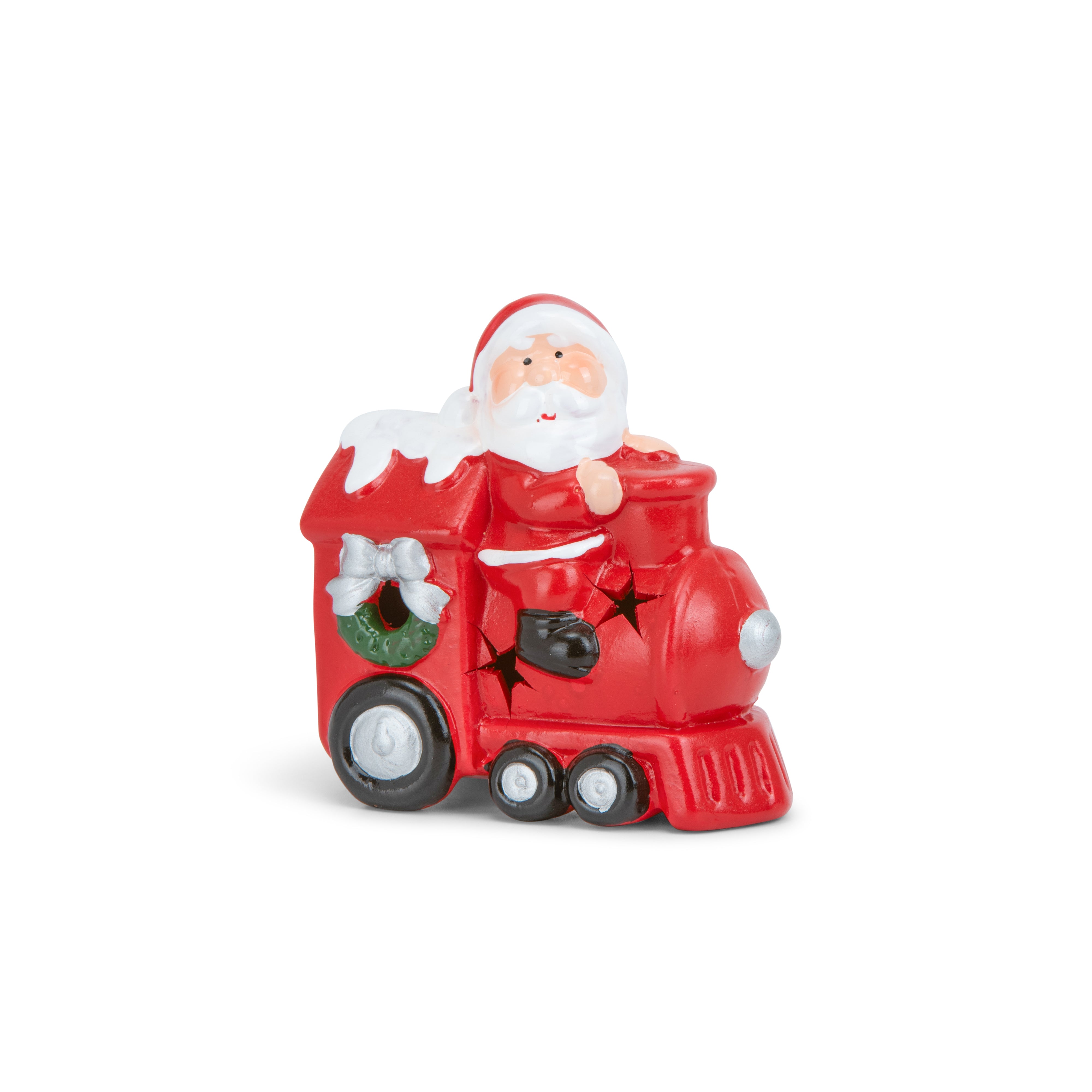 Mini train & santa figurine 10x9cm