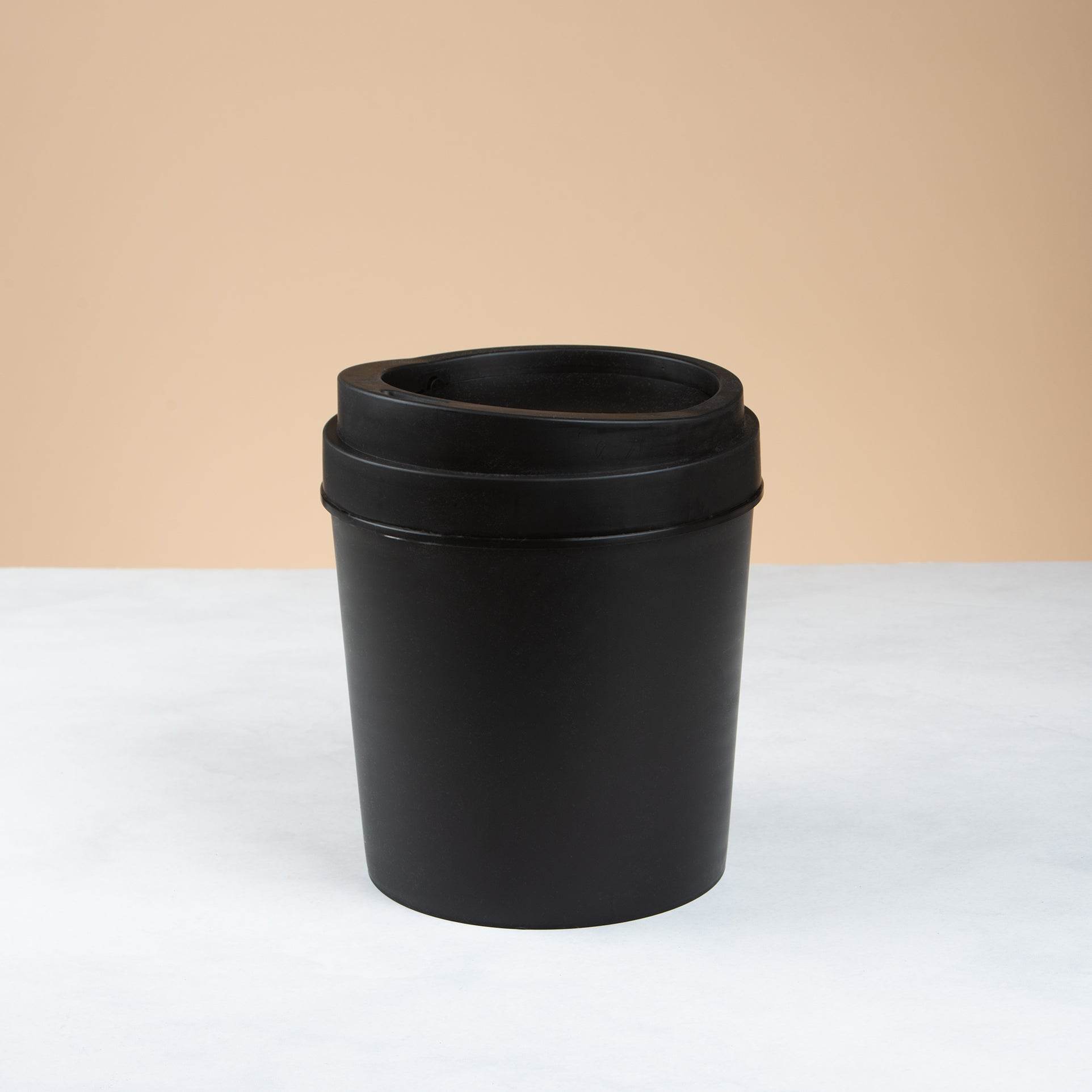 Plastic Swing Lid Trash Bin – Black - Urban Home