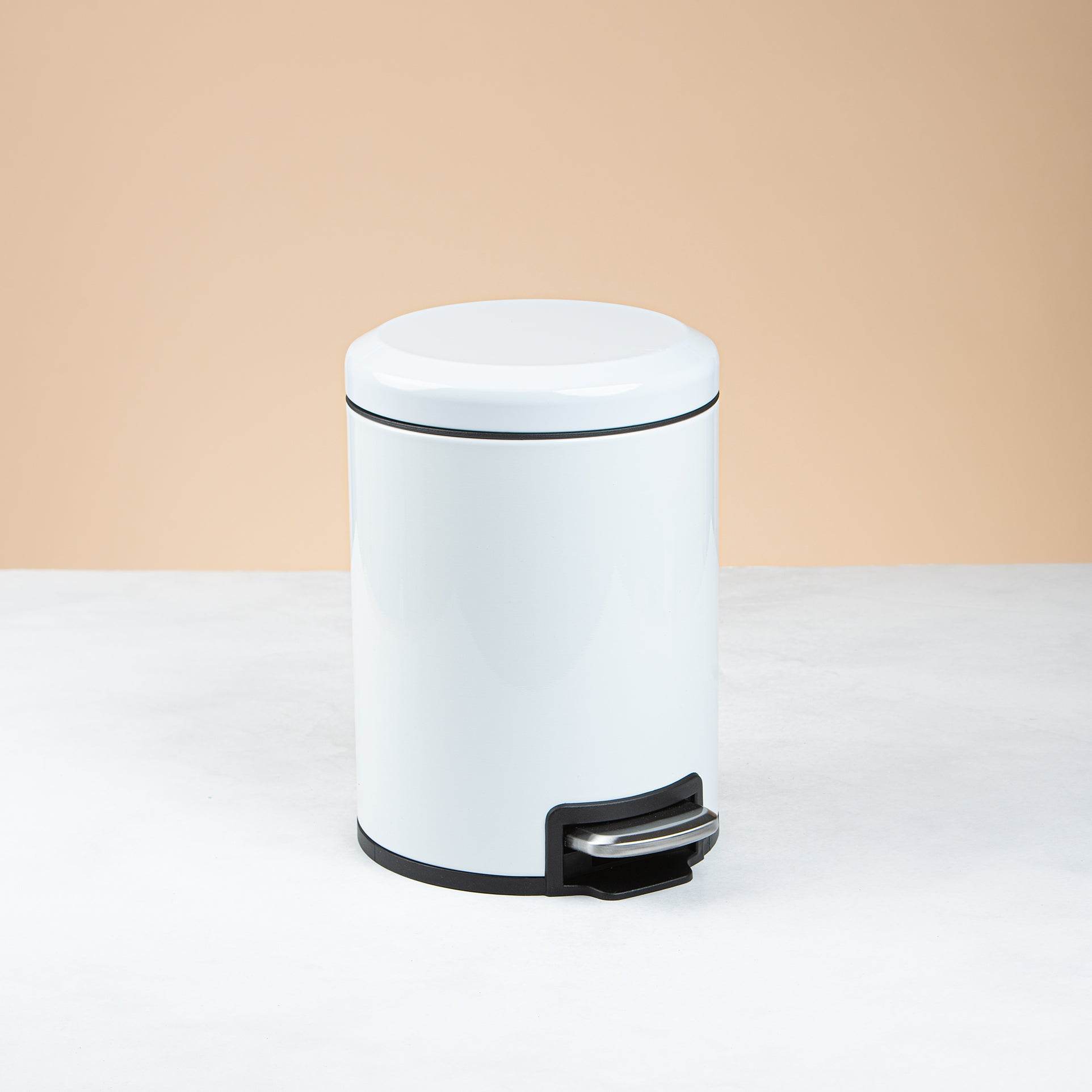 Pedal Trash Bin 5L – White Stainless Steel - Urban Home