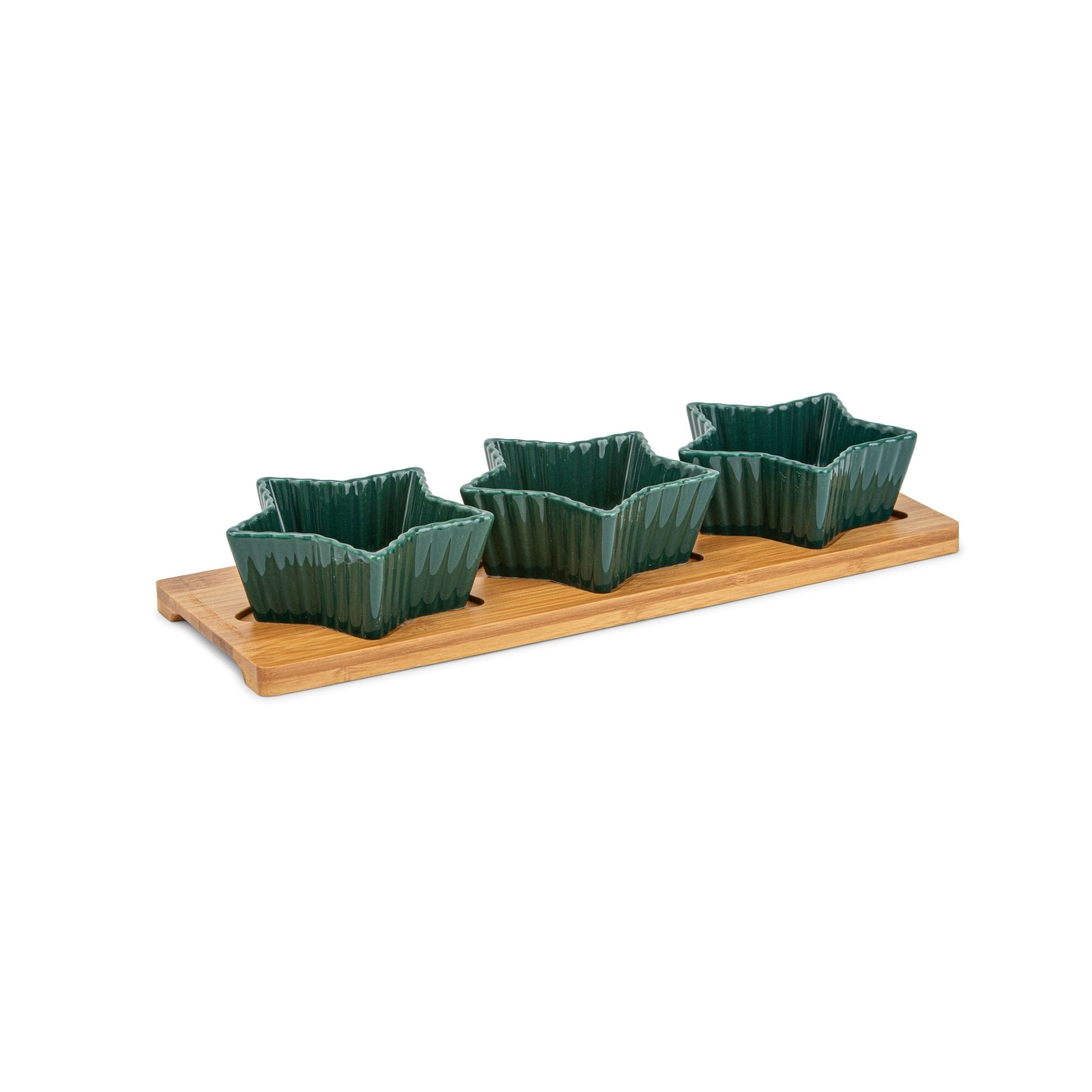 Snack bowls 3pcs set with bamboo tray - Urban Home