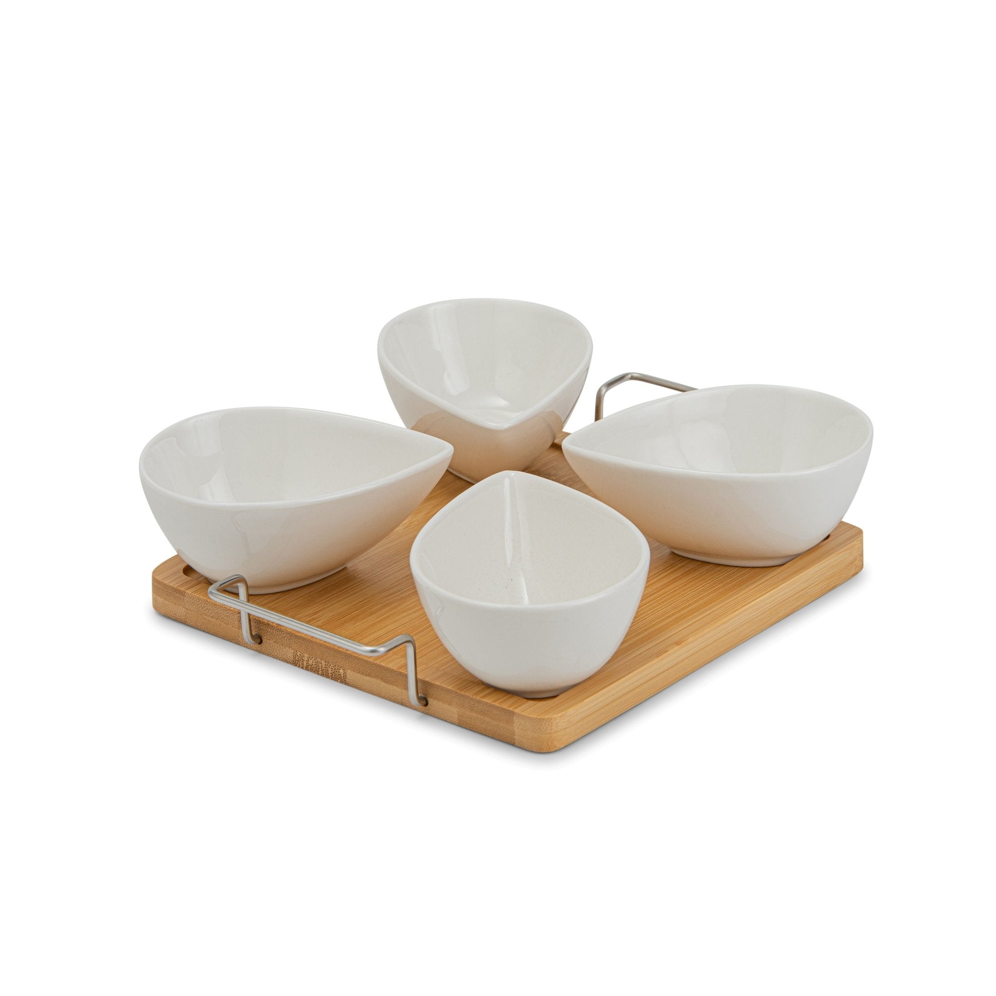 Snack bowls 4pcs set with bamboo tray - Urban Home