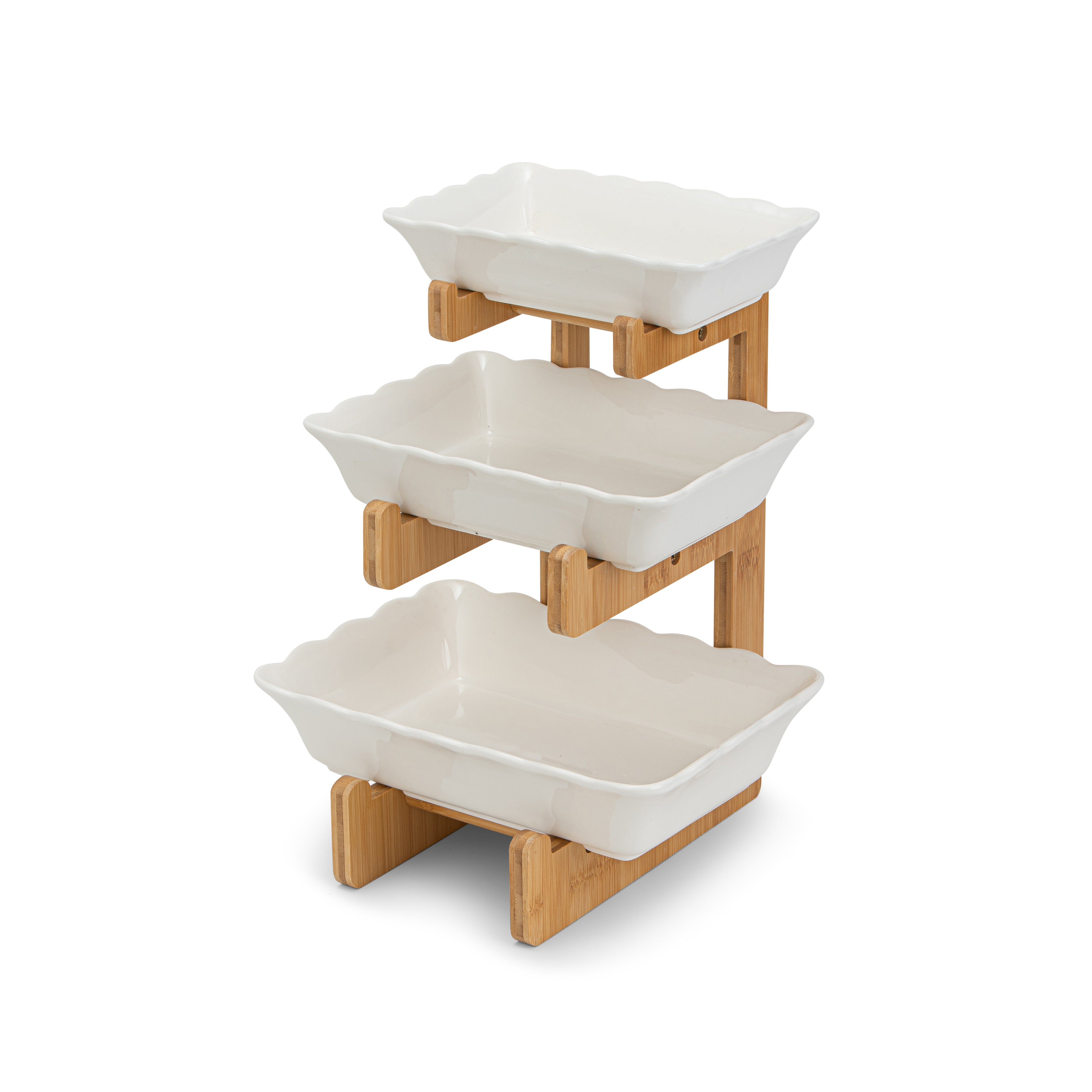 Snack Bowls 3pcs Set with Bamboo stand