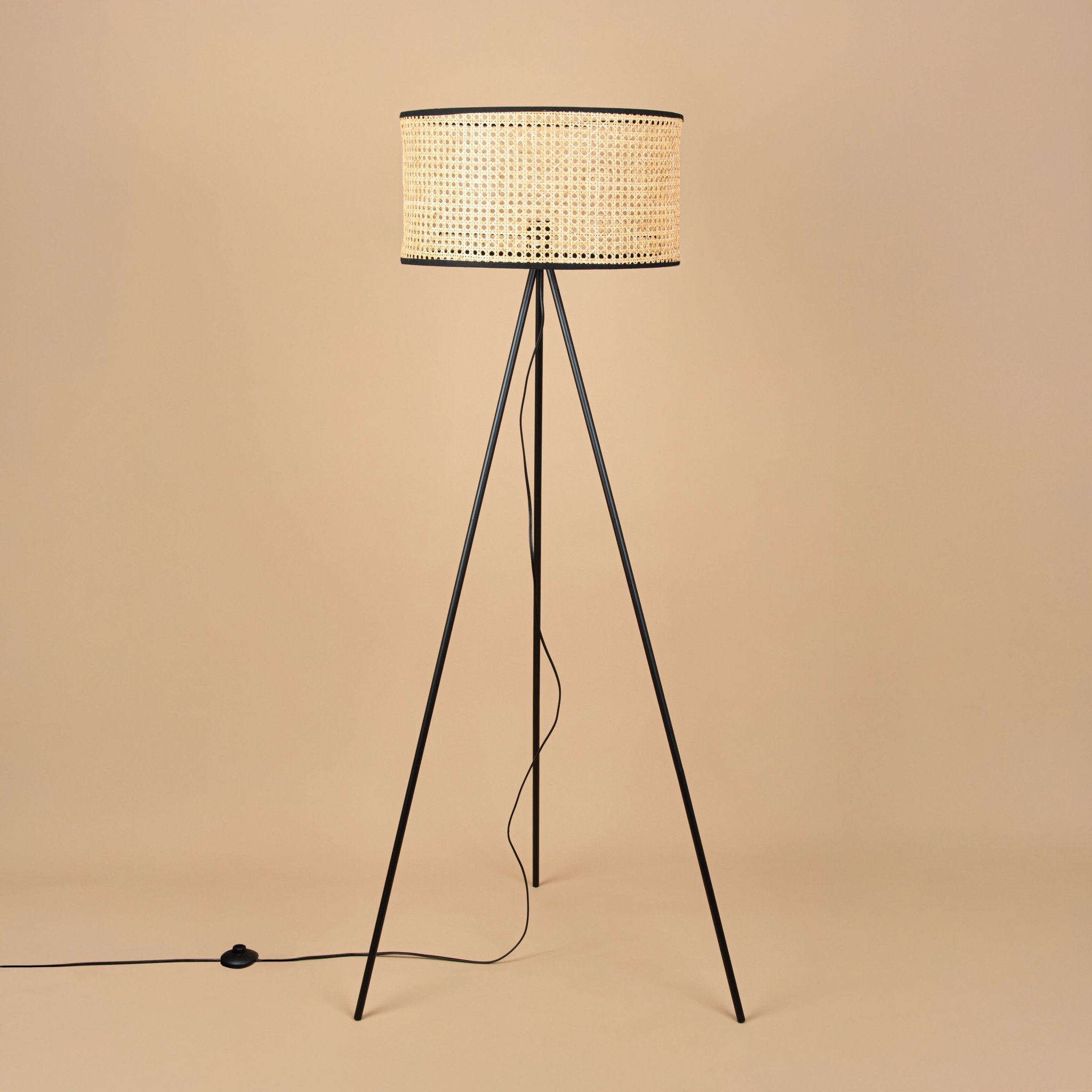 Rattan Lamp with black stand - Urban Home
