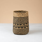 Woven Seagrass Basket – Black & Natural - Urban Home