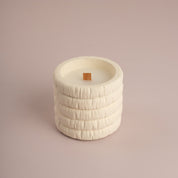 Ribbed Architectural Ceramic Candle with Wood Wick - Urban Home