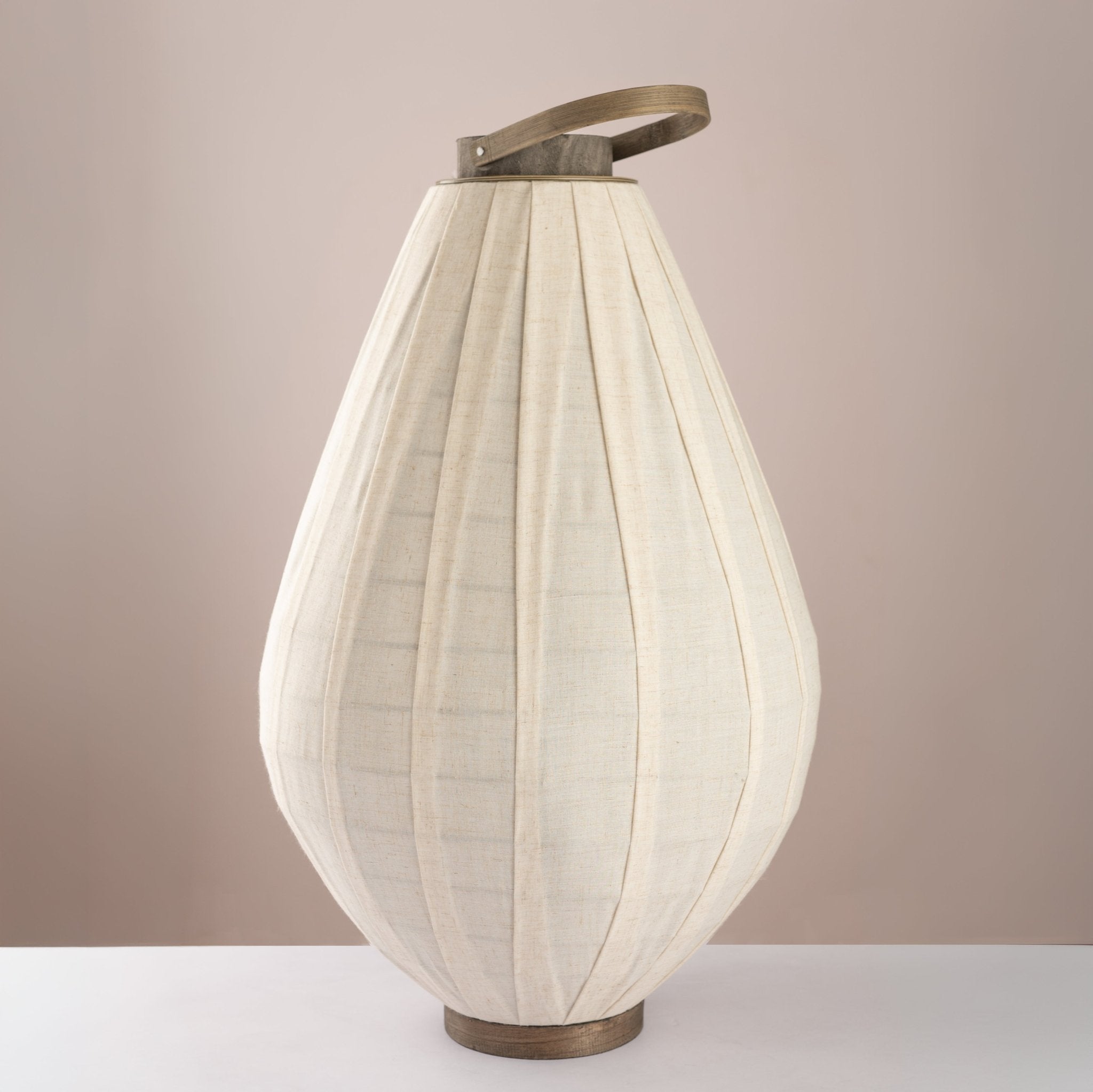 Pleated Linen Lantern Floor Lamp – Minimalist Scandi - Chic Lighting - Urban Home