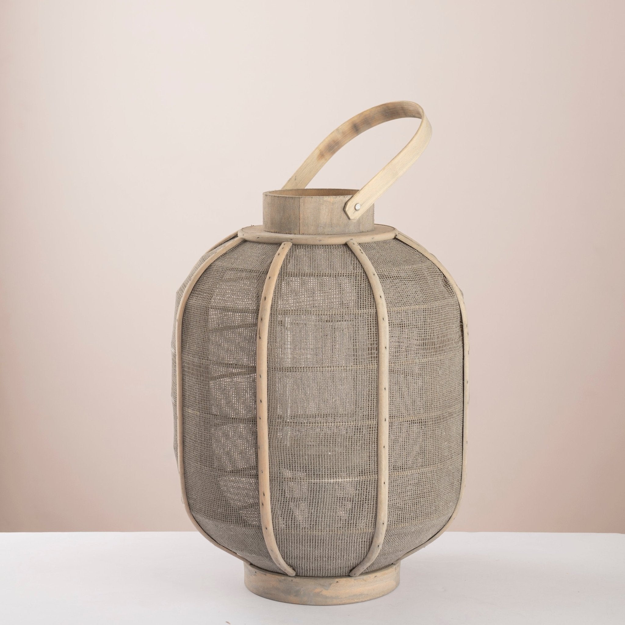 Woven Rattan Lantern Candle Holder – Modern Boho Floor Lamp - Urban Home
